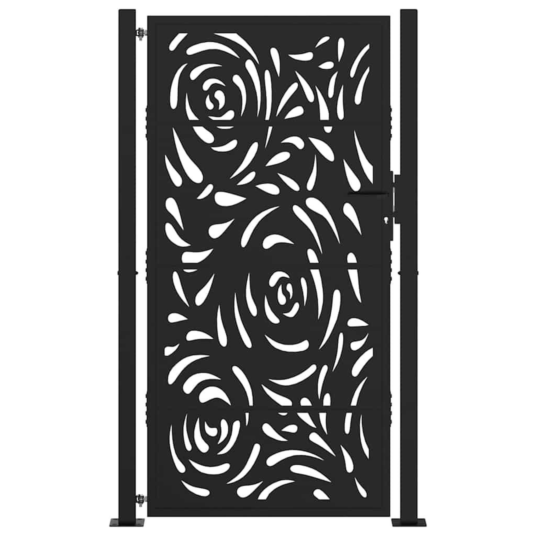 Voir la diapositive 3 : VIDAXL Portail de jardin noir 105x180 cm acier conception de flamme