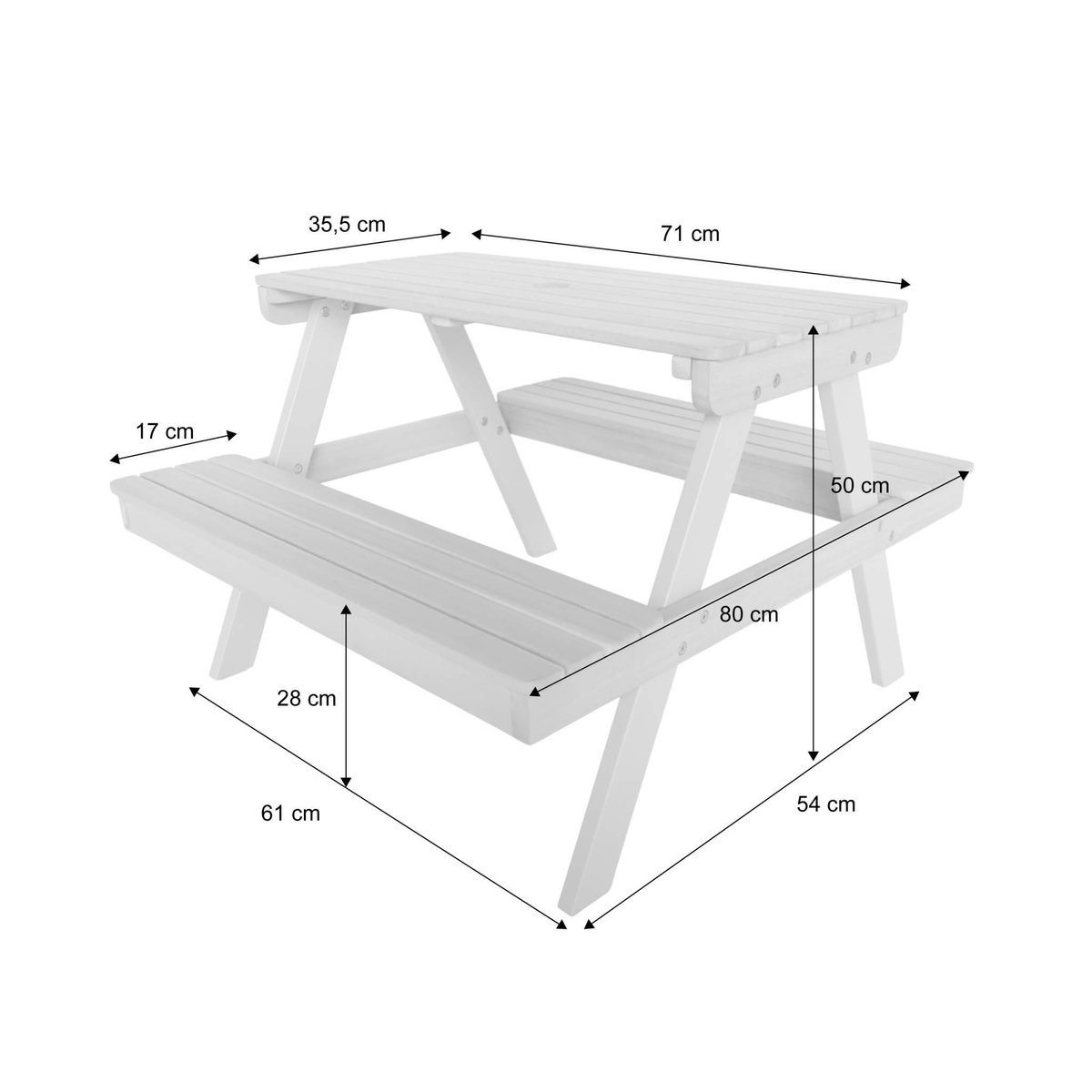 SWEEEK Table de pique-nique en bois d'acacia pour enfant, salon de jardin enfant 2 places, couleur teck clair