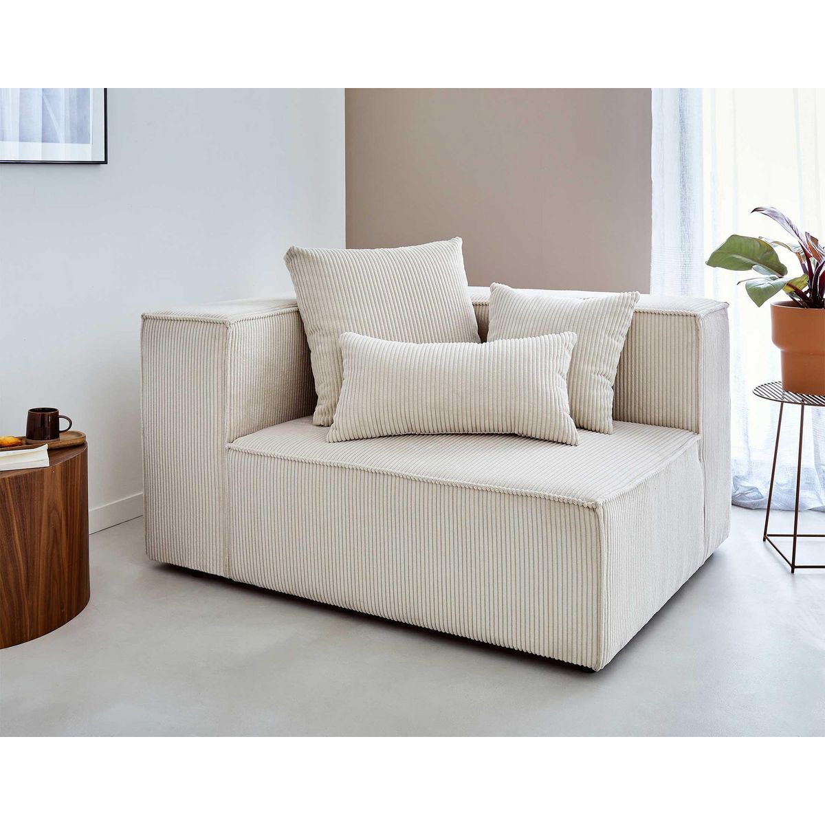 LISA DESIGN Colombine - canapé modulable d'angle droit - 6 places - en velours côtelé