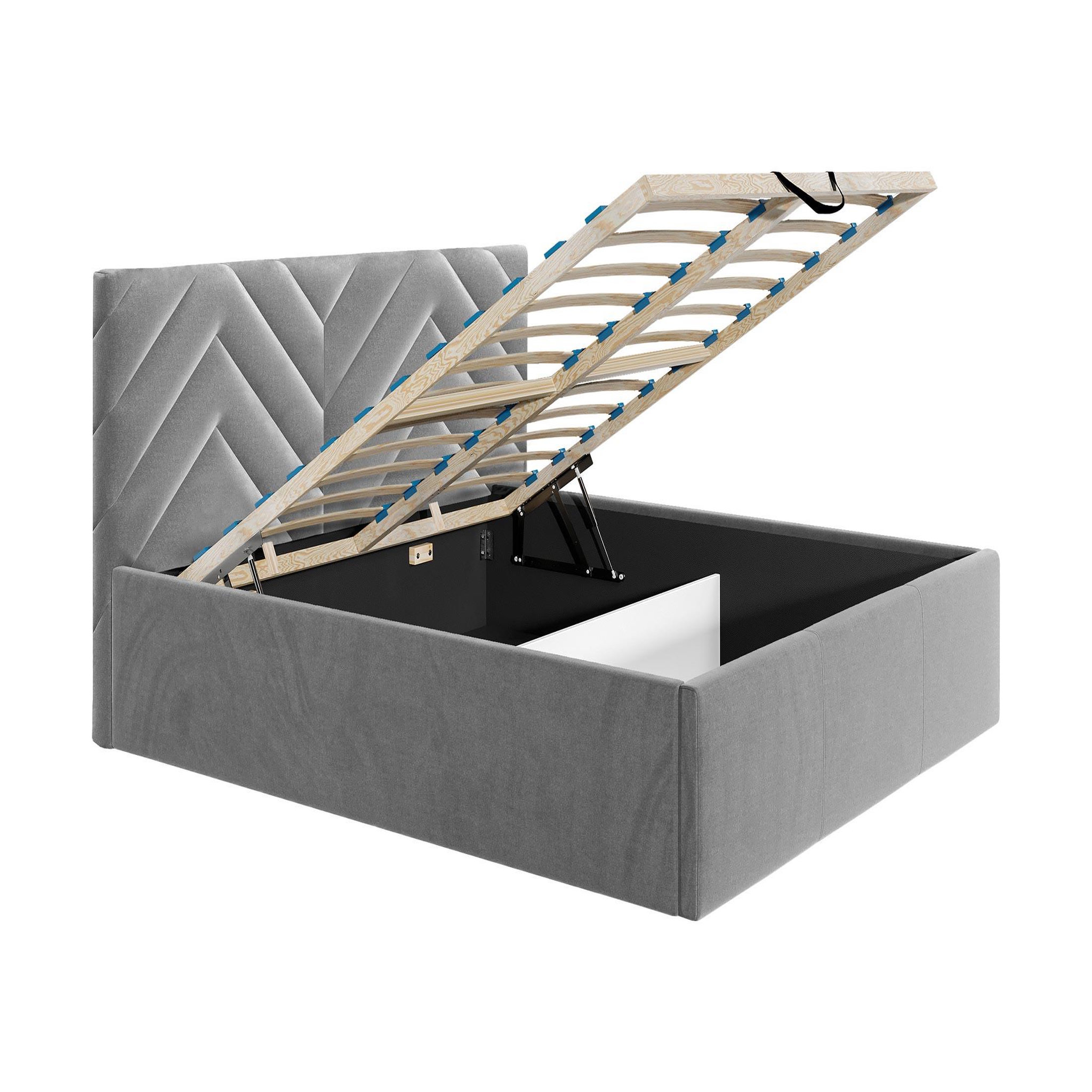 Voir la diapositive 2 : BEST MOBILIER Santiago - lit coffre - 140x200 - sommier inclus - en velours