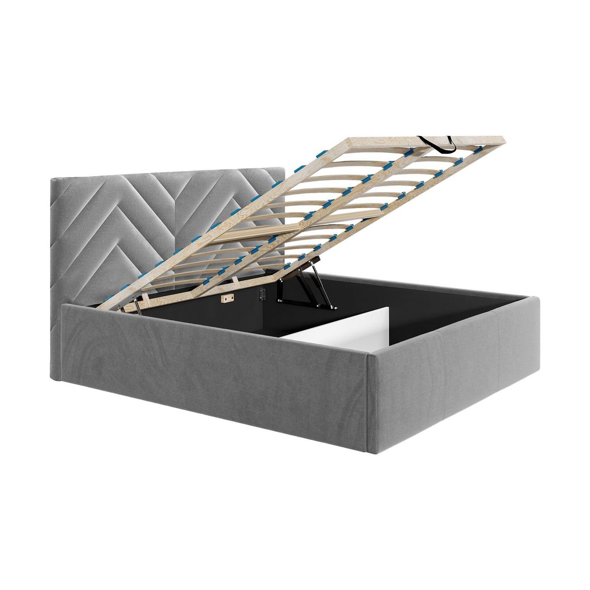 BEST MOBILIER Santiago - lit coffre - 140x200 - sommier inclus - en velours