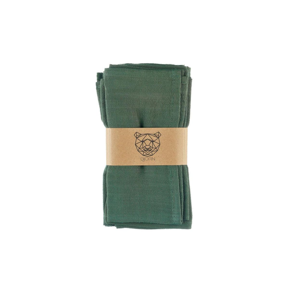 BJORN Serviette de table - 6 pièces - Lin et coton vert sapin