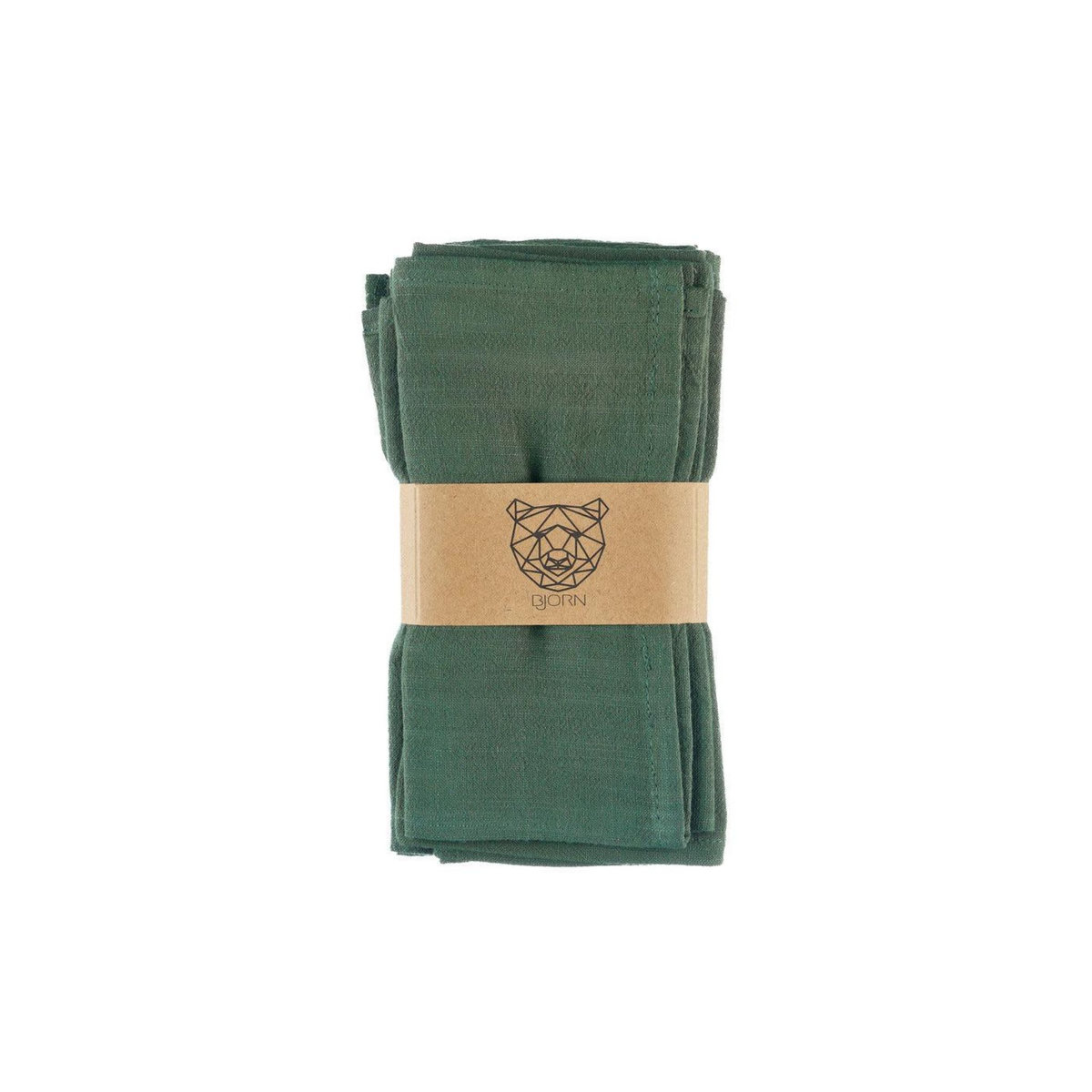 BJORN Serviette de table - 6 pièces - Lin et coton vert sapin