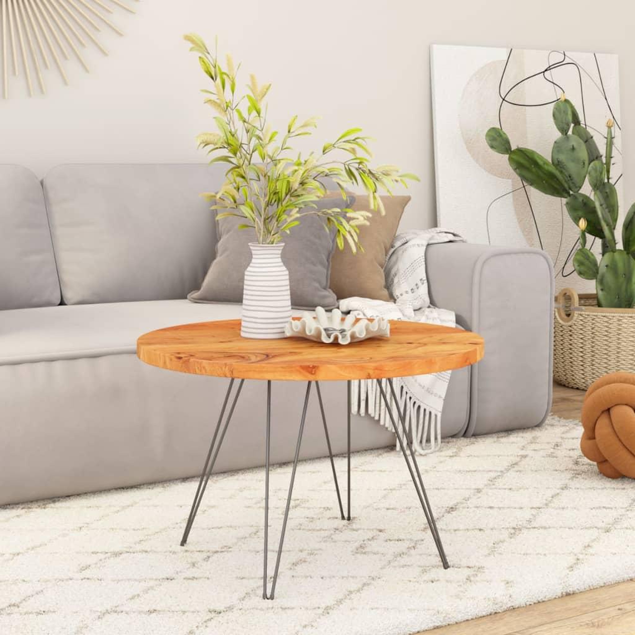 Voir la diapositive 2 : VIDAXL Dessus de table Ø80x2,5 cm rond bois massif d'acacia