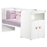BABY PRICE Lit bébé combiné 60x120 cm évolutif en 90x190 cm NEW BASIC Boutons C&oelig;ur Rose