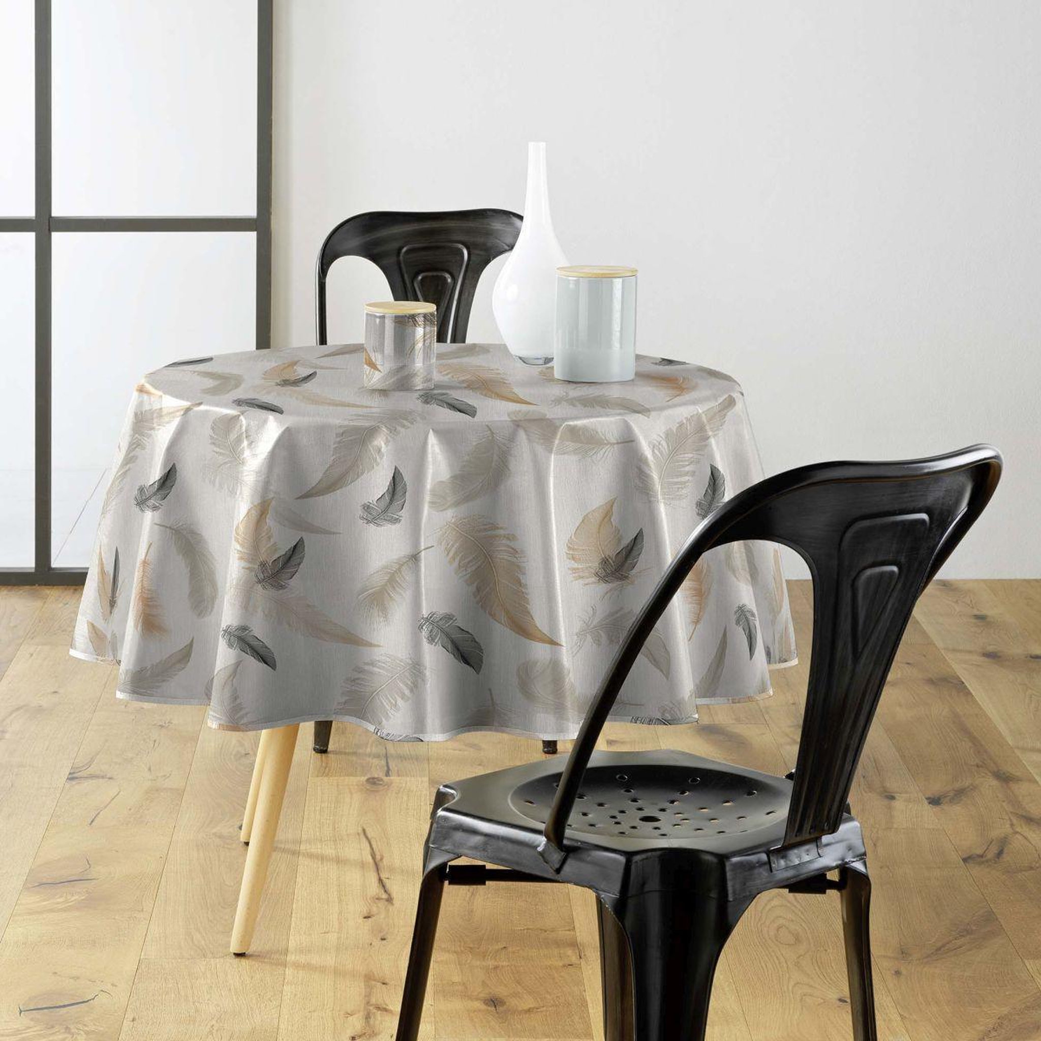 Voir la diapositive 3 : Douceur d'Intérieur Nappe toile cirée ronde imprimé  folea  160cm multicolore