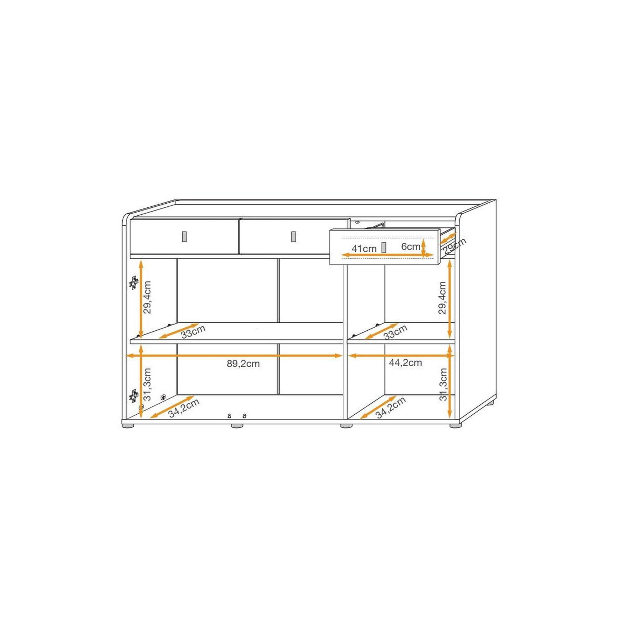 Voir la diapositive 5 : Paris Prix Buffet 3 Tiroirs Design  Vivero  139cm Gris & Naturel