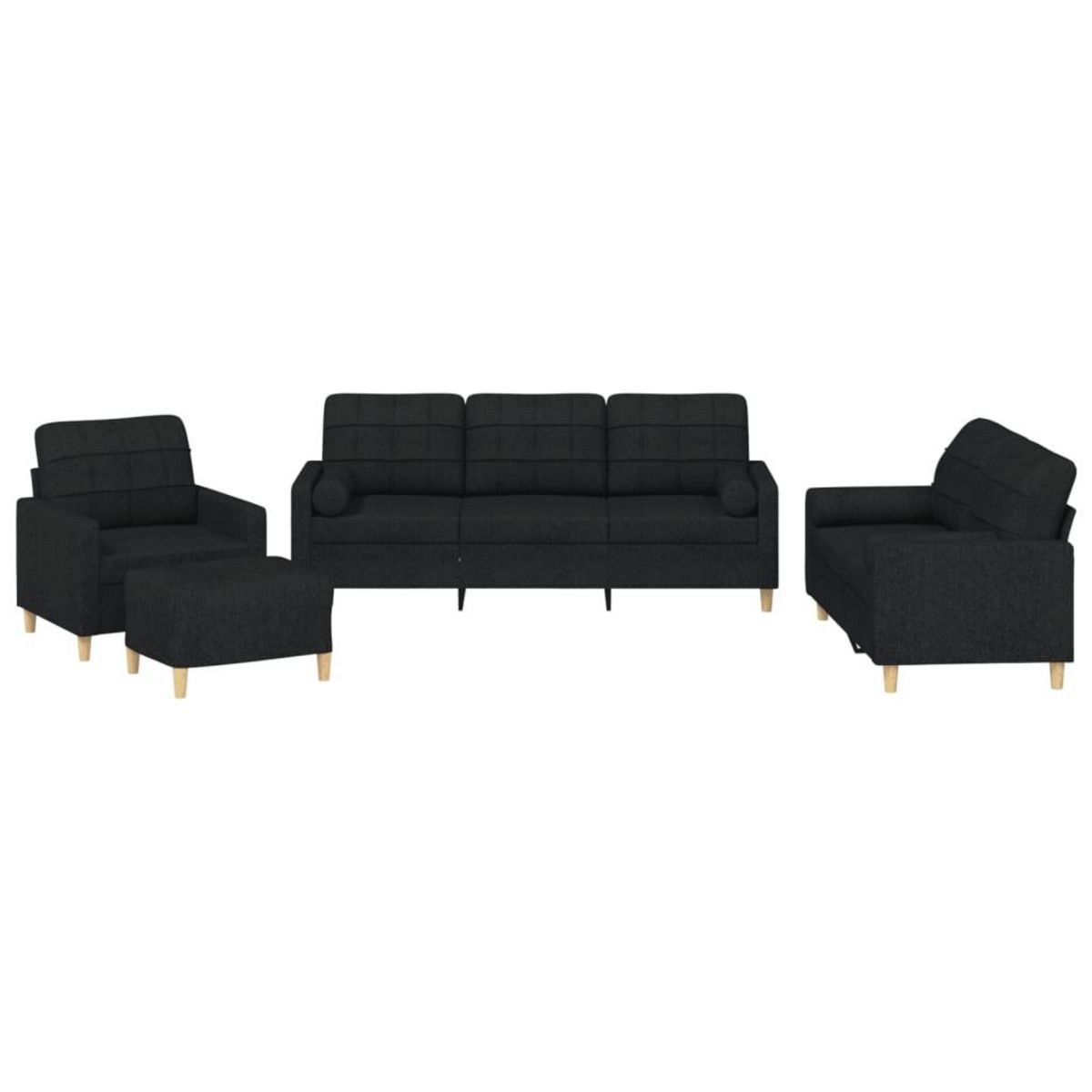 VIDAXL Ensemble de canapes 4 pcs avec coussins noir tissu