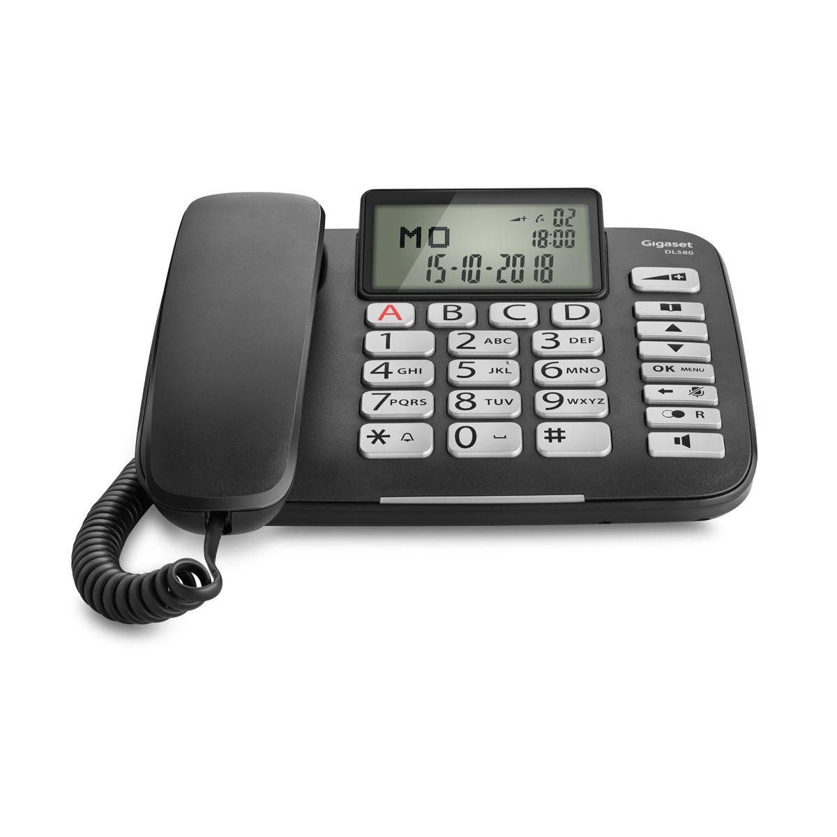 GIGASET Téléphone filaire DL580 Noir