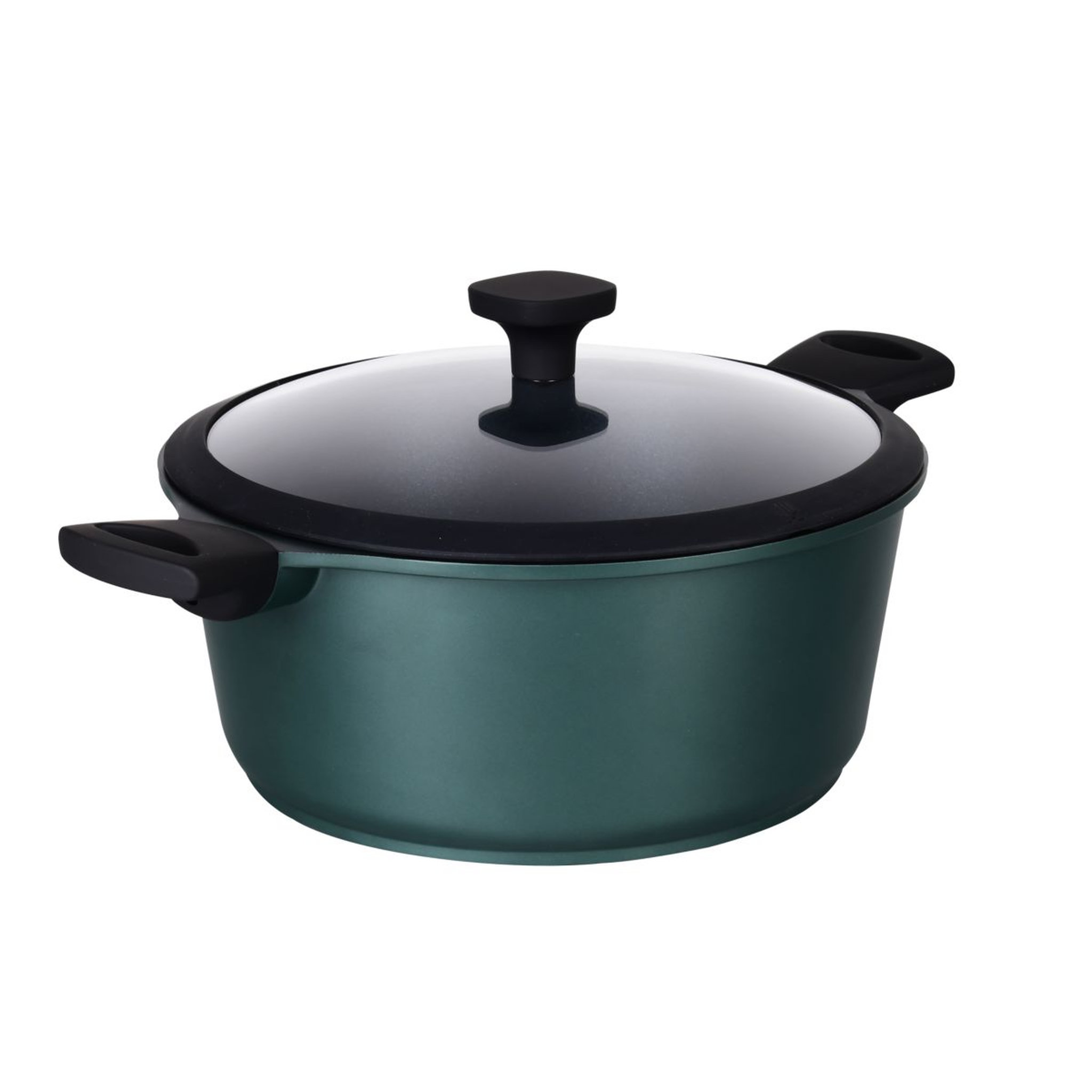 Voir la diapositive 1 : Faitout 24cm en fonte d'aluminium vert avec couvercle