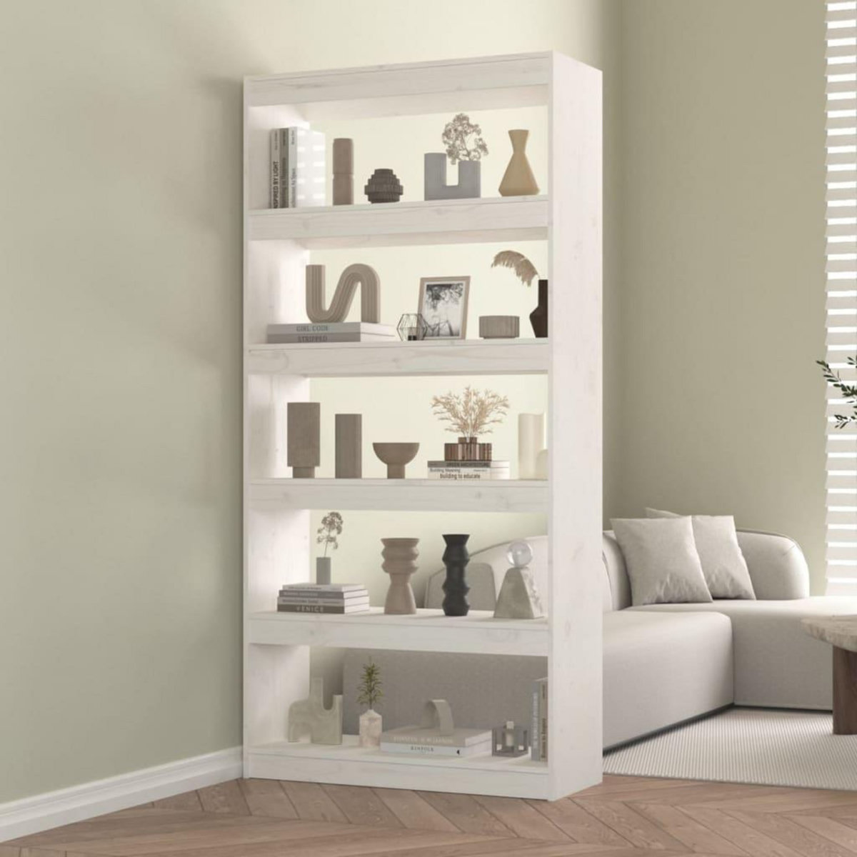 VIDAXL Bibliotheque/Separateur de piece Blanc 80x30x167,4cm Pin massif
