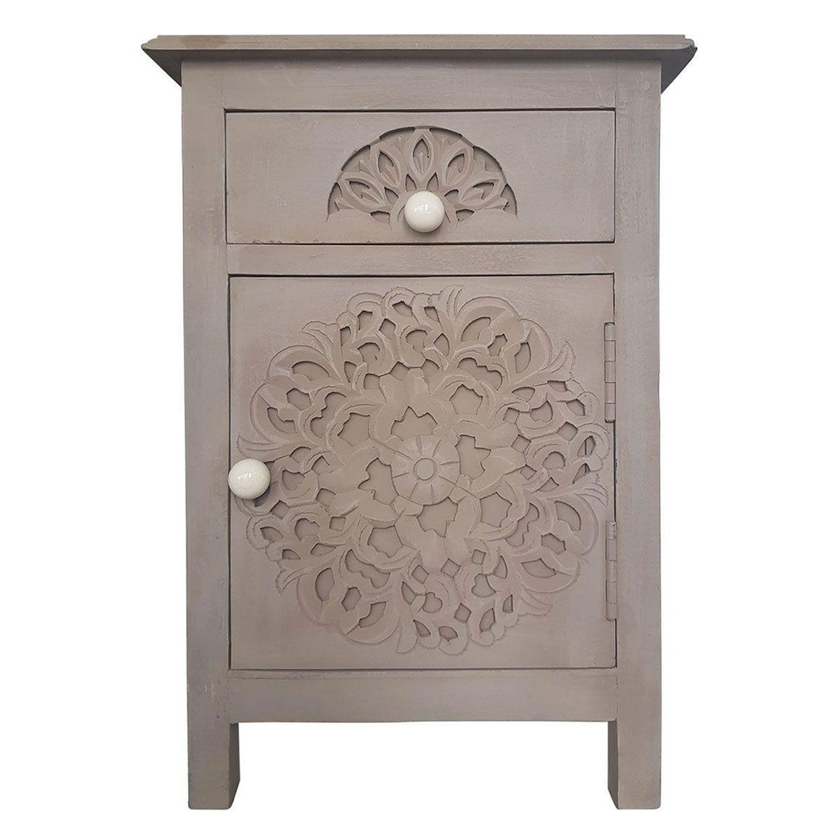 Paris Prix Table de Chevet 1 Tiroir & 1 Porte  Loco  60cm Taupe