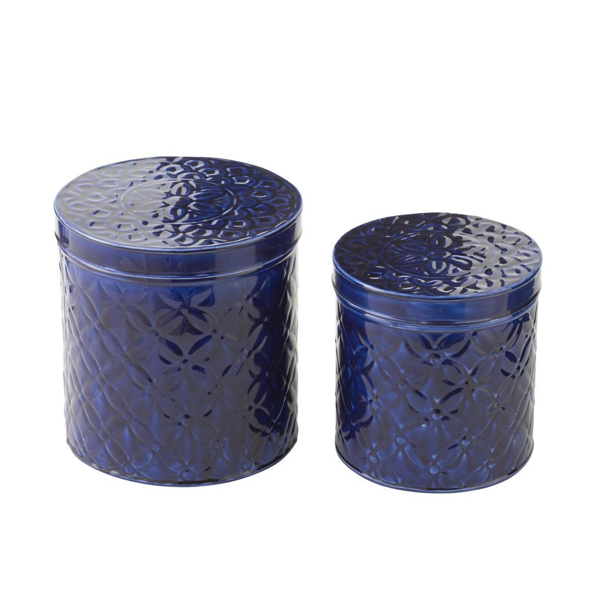 Voir la diapositive 3 : J-LINE Lot de 2 boîtes en métal  nag  20cm bleu