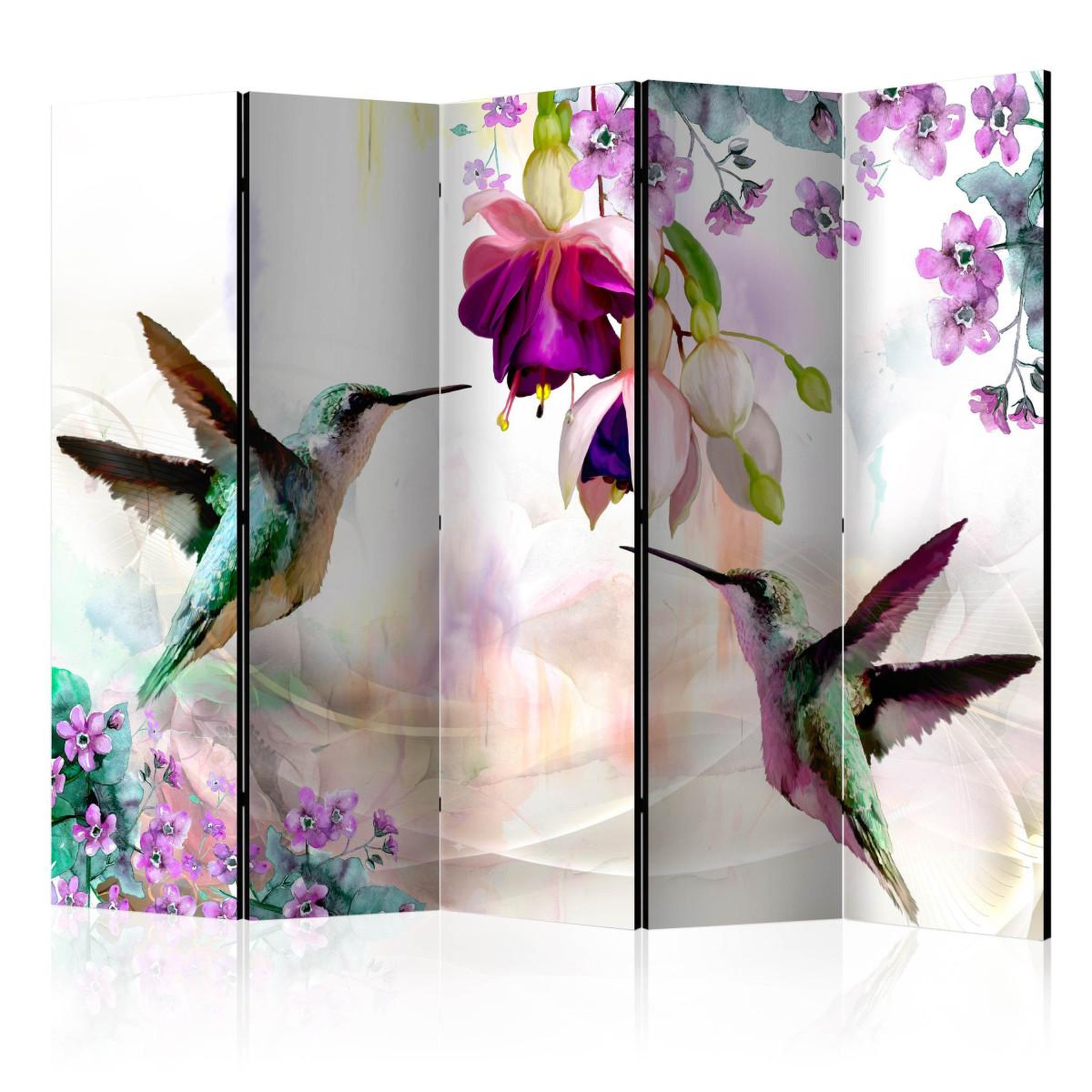 Paris Prix Paravent 5 volets  hummingbirds & flowers  172x225cm