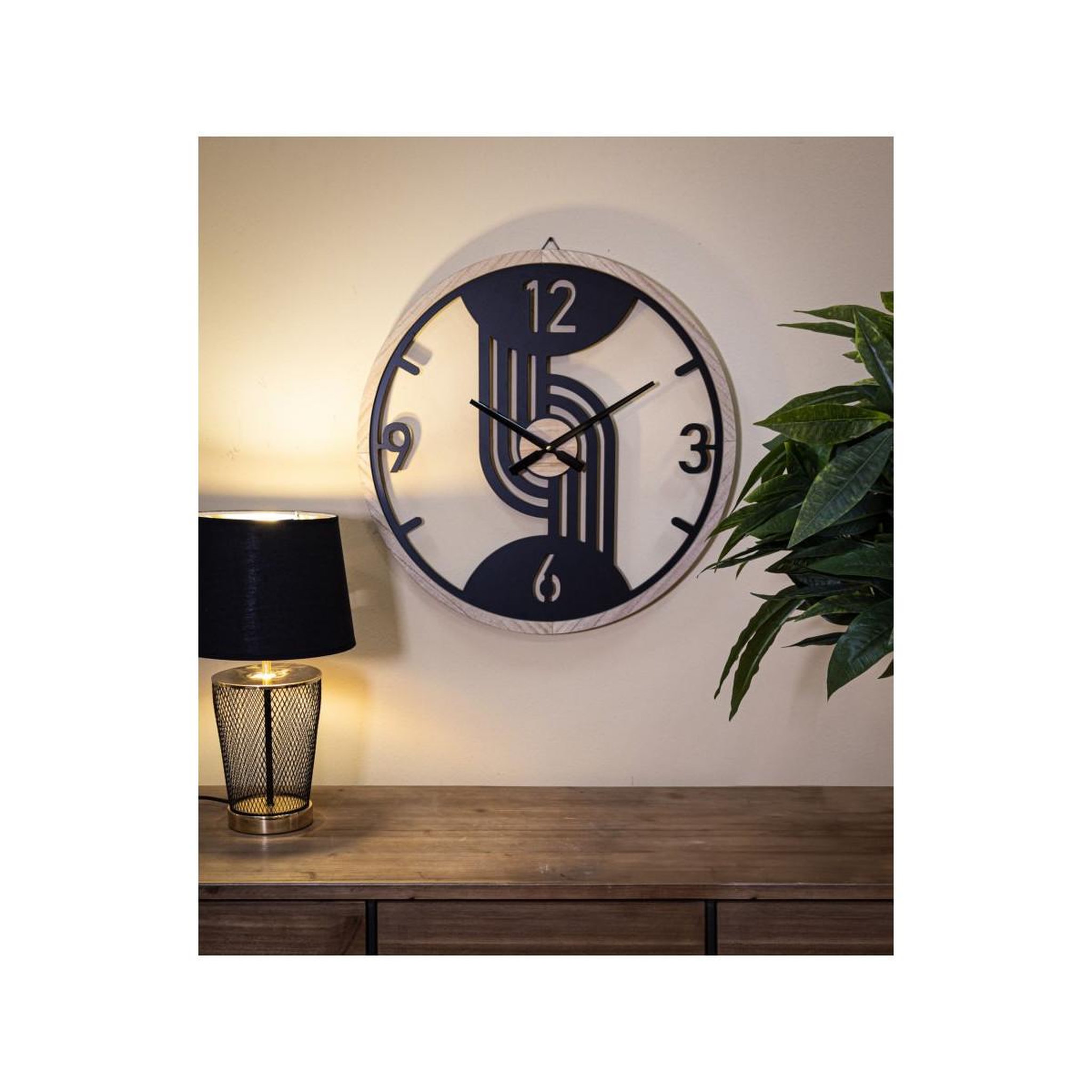 Voir la diapositive 5 : Paris Prix Horloge murale en métal  clips  60cm noir