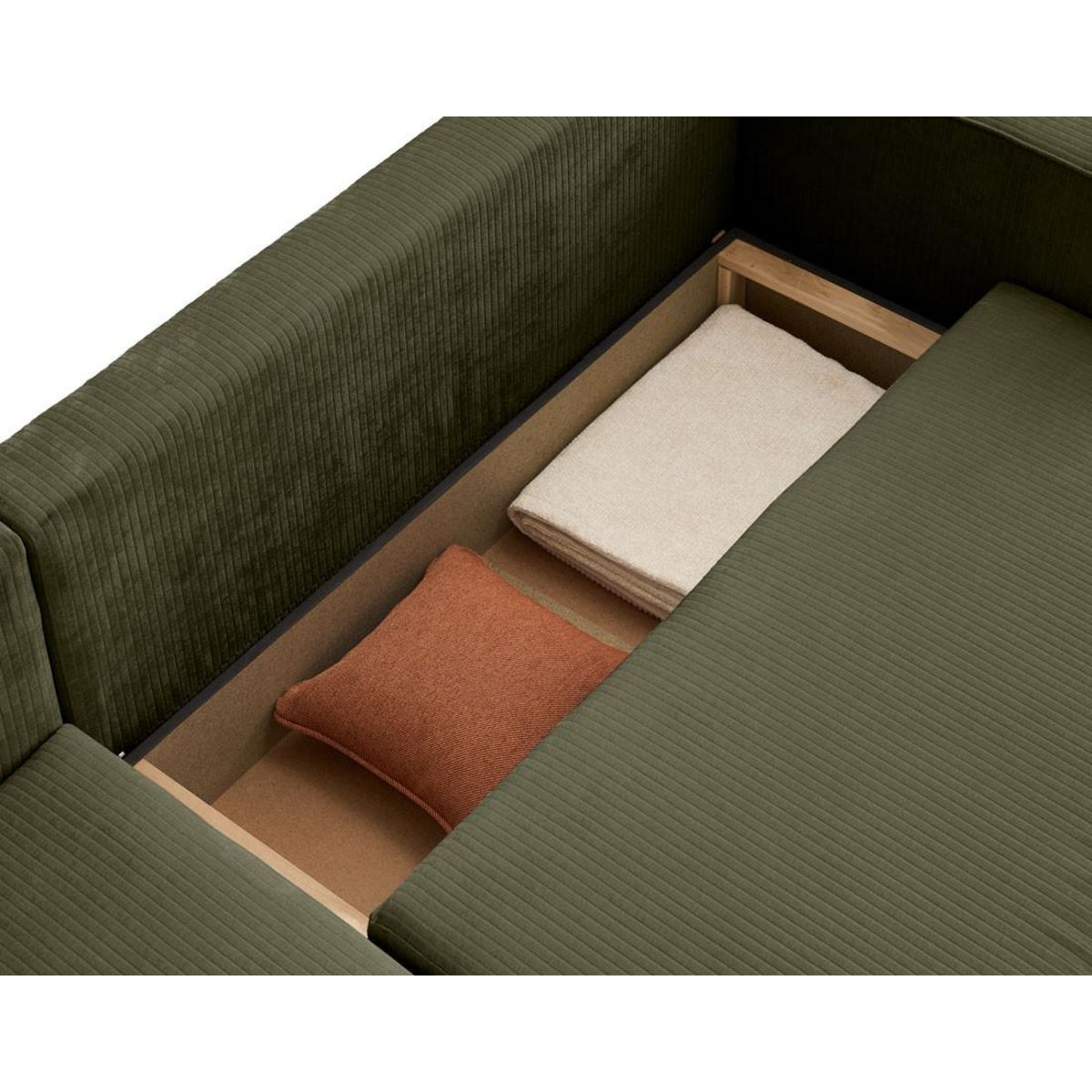 BEST MOBILIER Topaze - canapé d'angle réversible - 4 places - convertible avec coffre - en velours côtelé plat