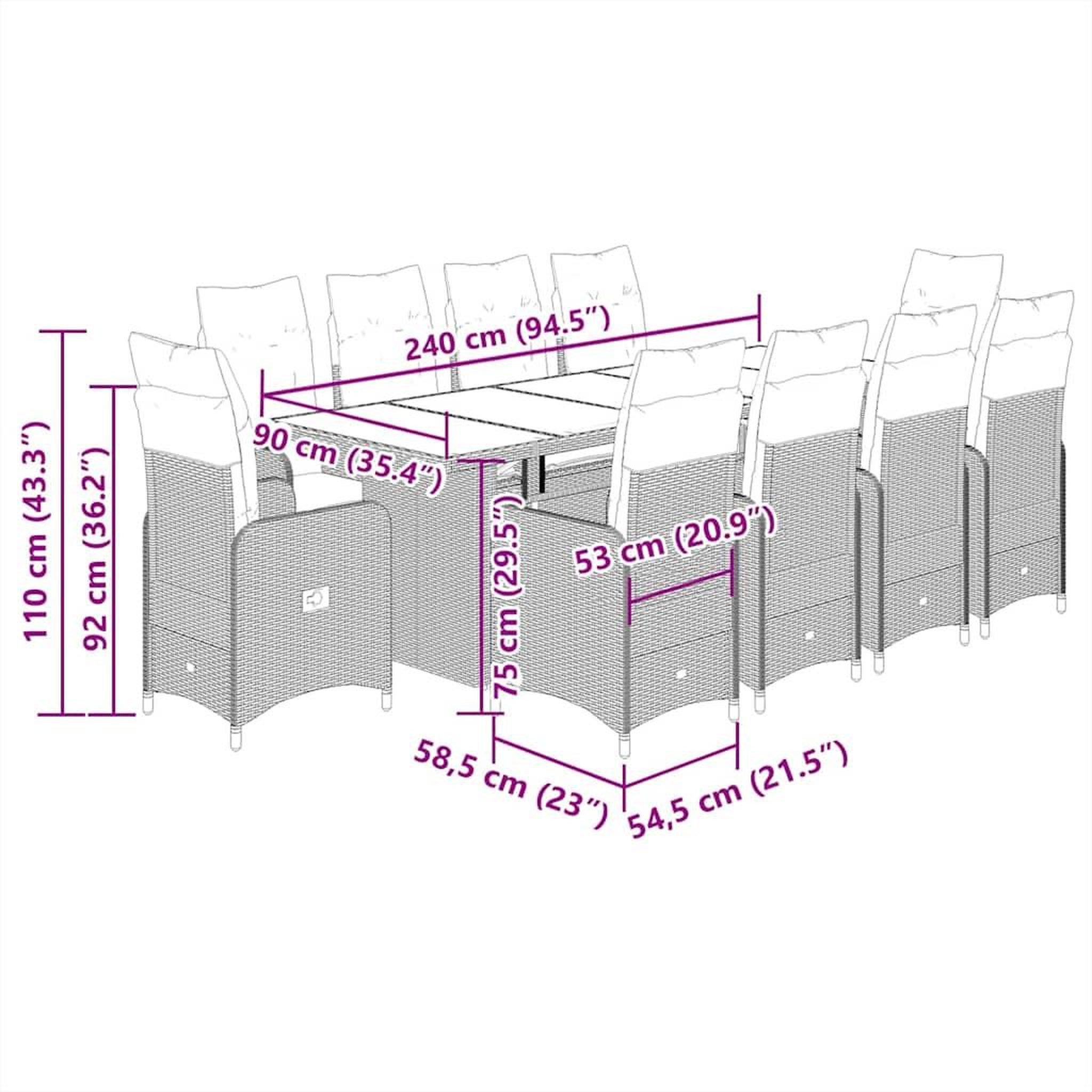 Voir la diapositive 6 : VIDAXL Ensemble de bistro de jardin 11 pcs coussins noir poly rotin