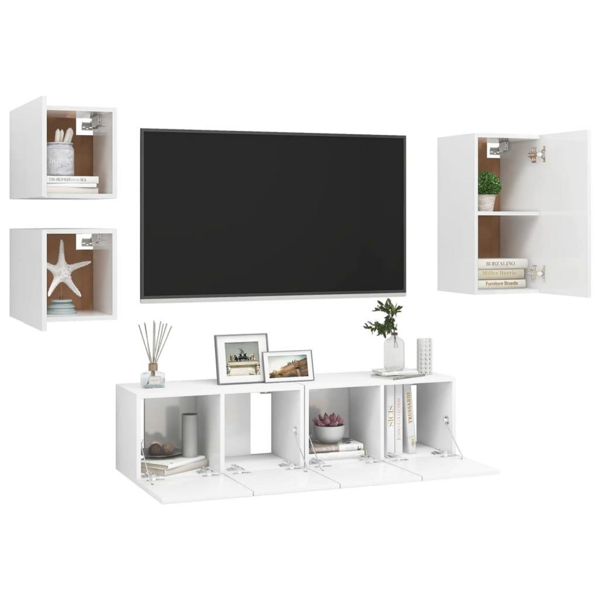 VIDAXL Ensemble de meubles TV 5 pcs Blanc Bois d'ingenierie