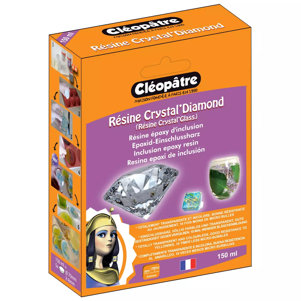 Cléopâtre Résine d'inclusion Crystal'Diamond et accessoires 150ml