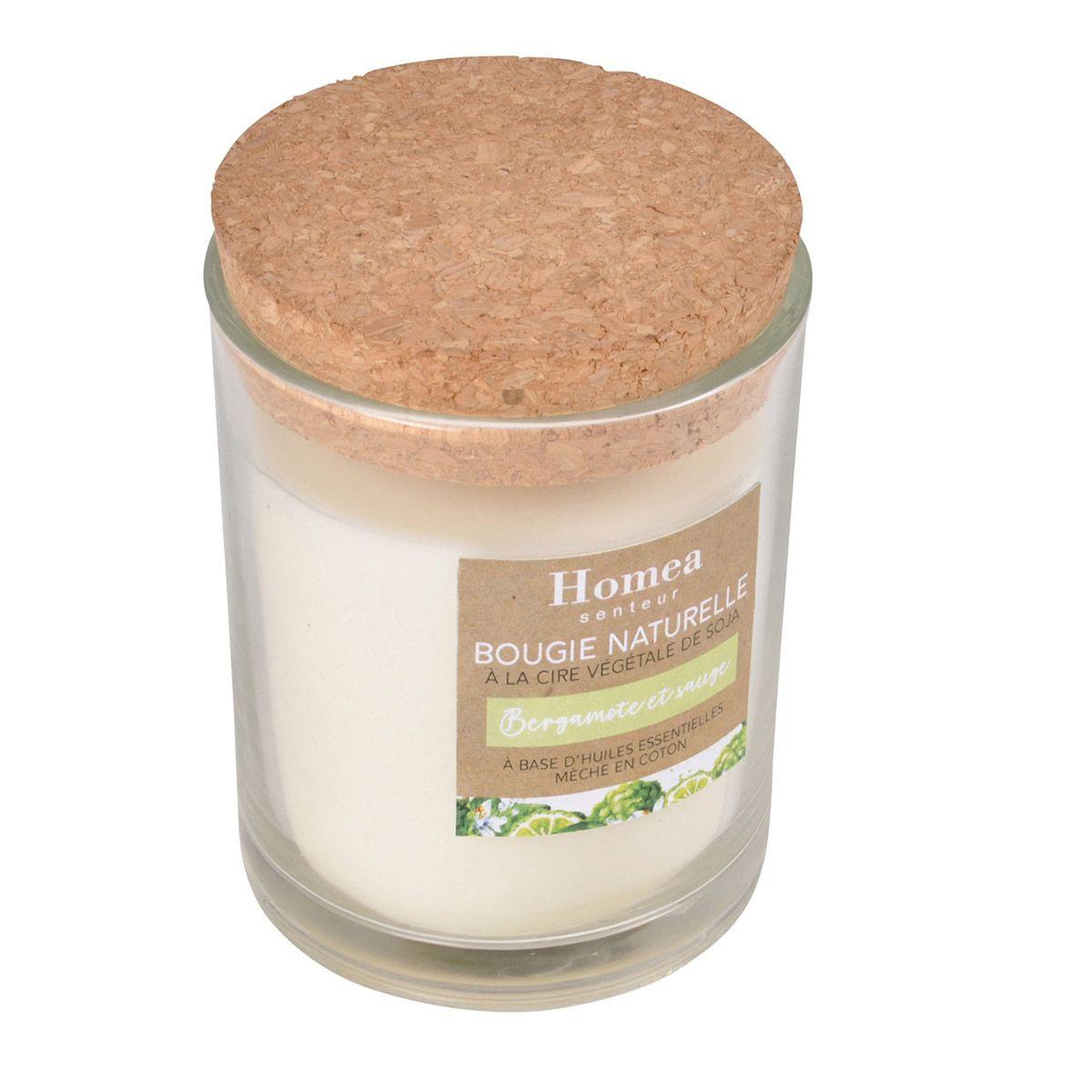 HOMEA Bougie Parfumée  Écologique  10cm Bergamote Sauge