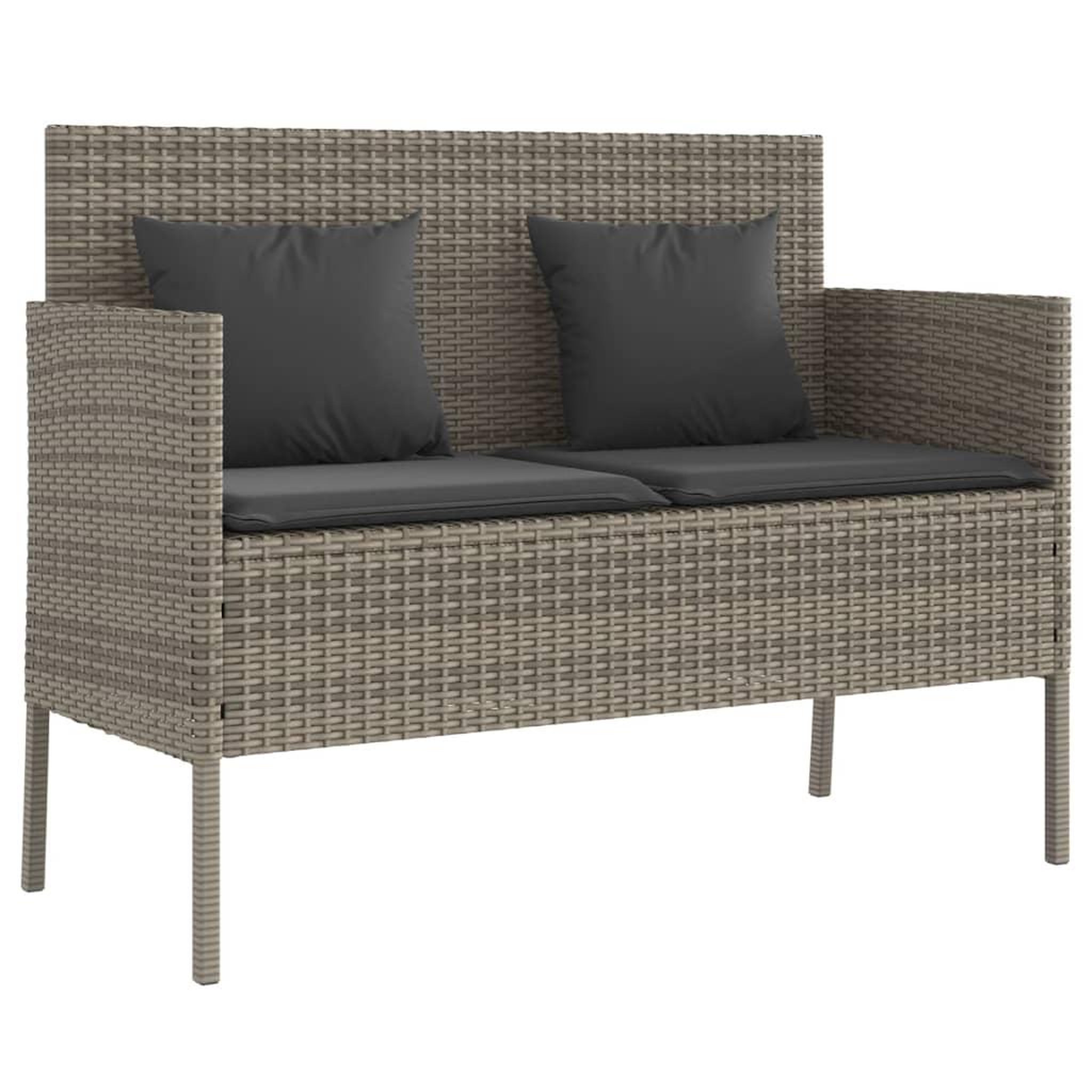Voir la diapositive 2 : VIDAXL Banc de jardin avec coussins gris resine tressee