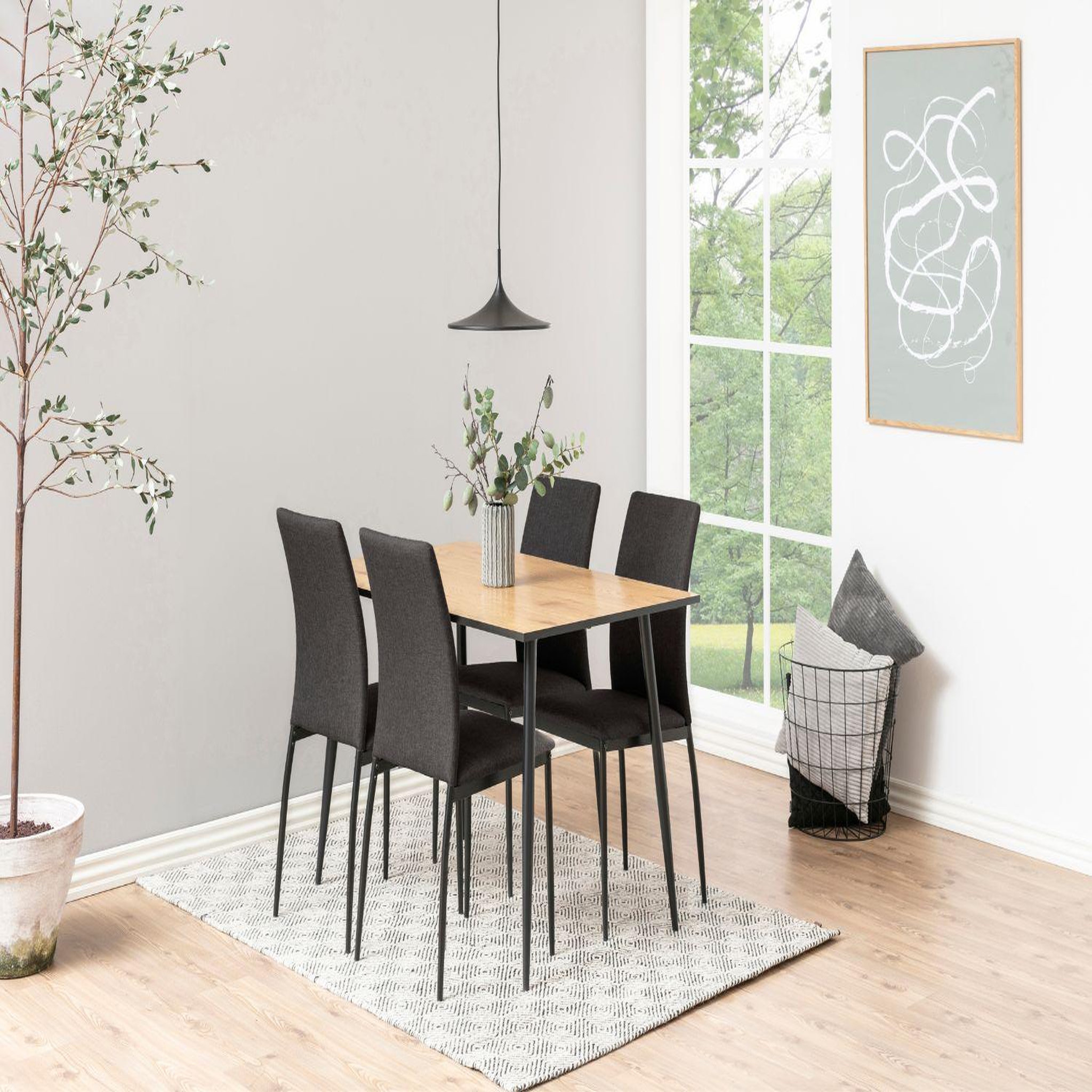 Voir la diapositive 2 : CONCEPT USINE Table à manger 4 personnes bois et noir 120cm mira