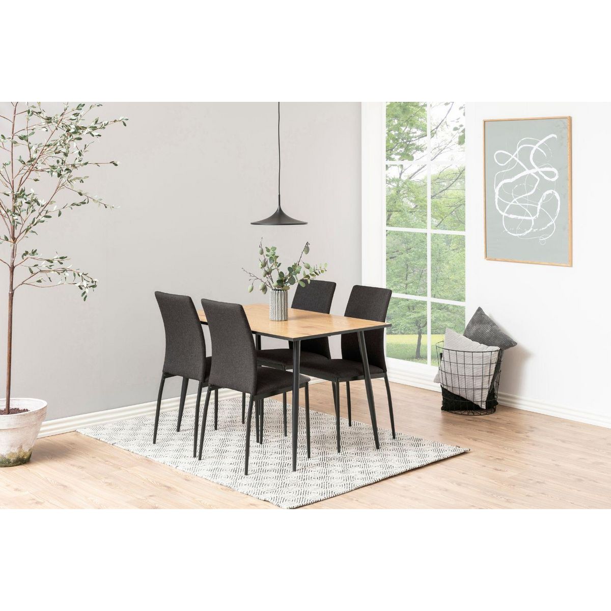 CONCEPT USINE Table à manger 4 personnes bois et noir 120cm MIRA