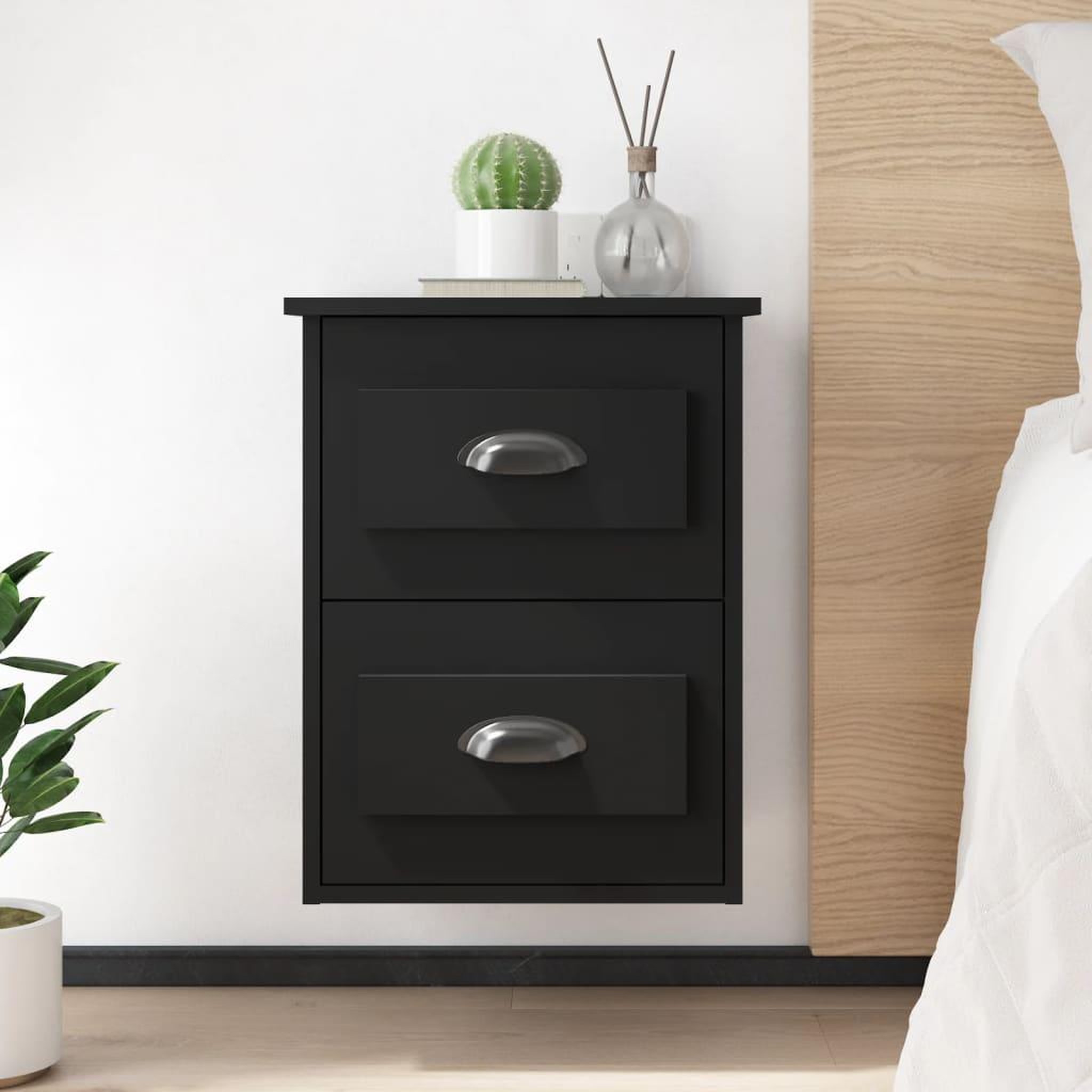 VIDAXL Table de chevet murale noir 41,5x36x53 cm