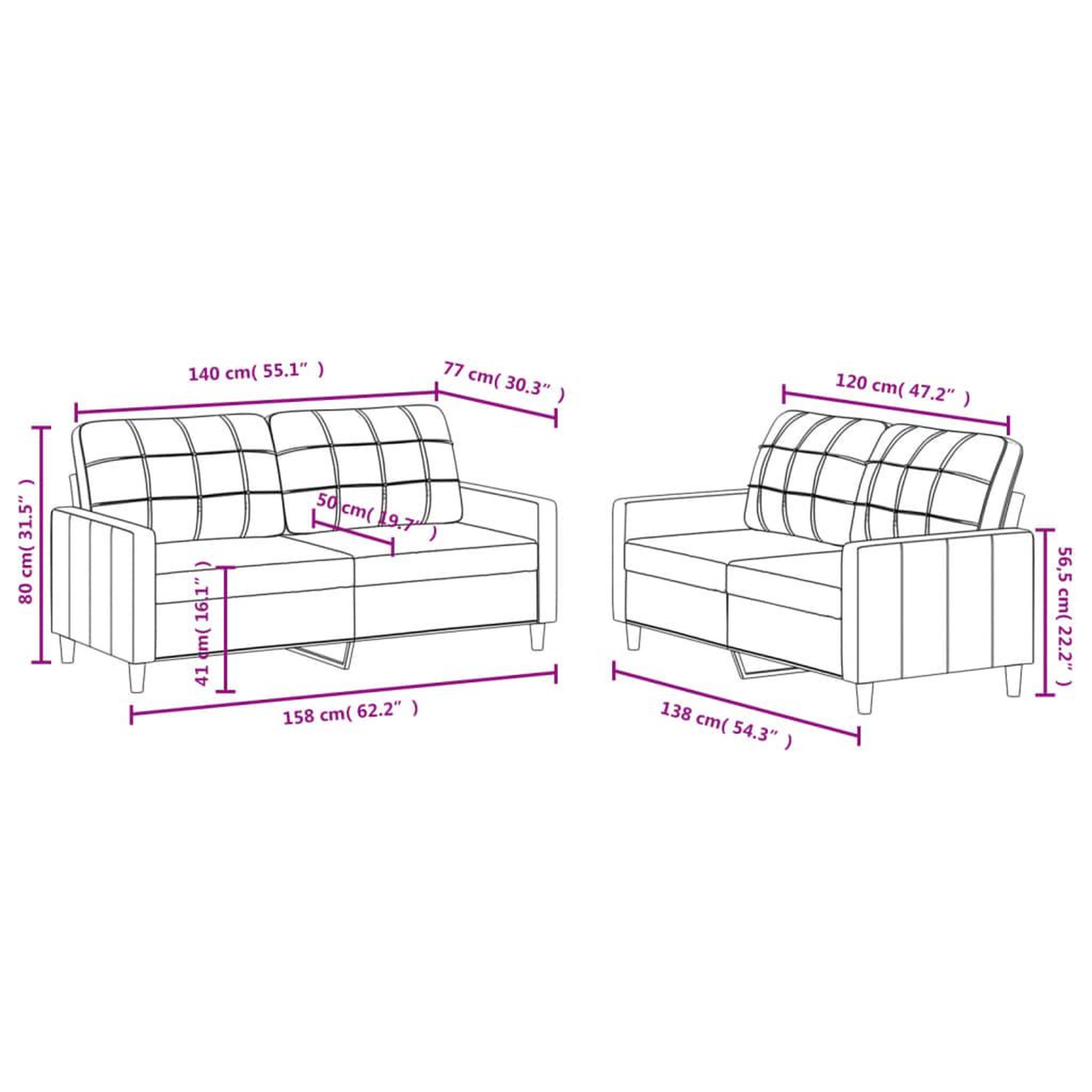 Voir la diapositive 6 : VIDAXL Ensemble de canapes 2 pcs avec coussins Noir Tissu