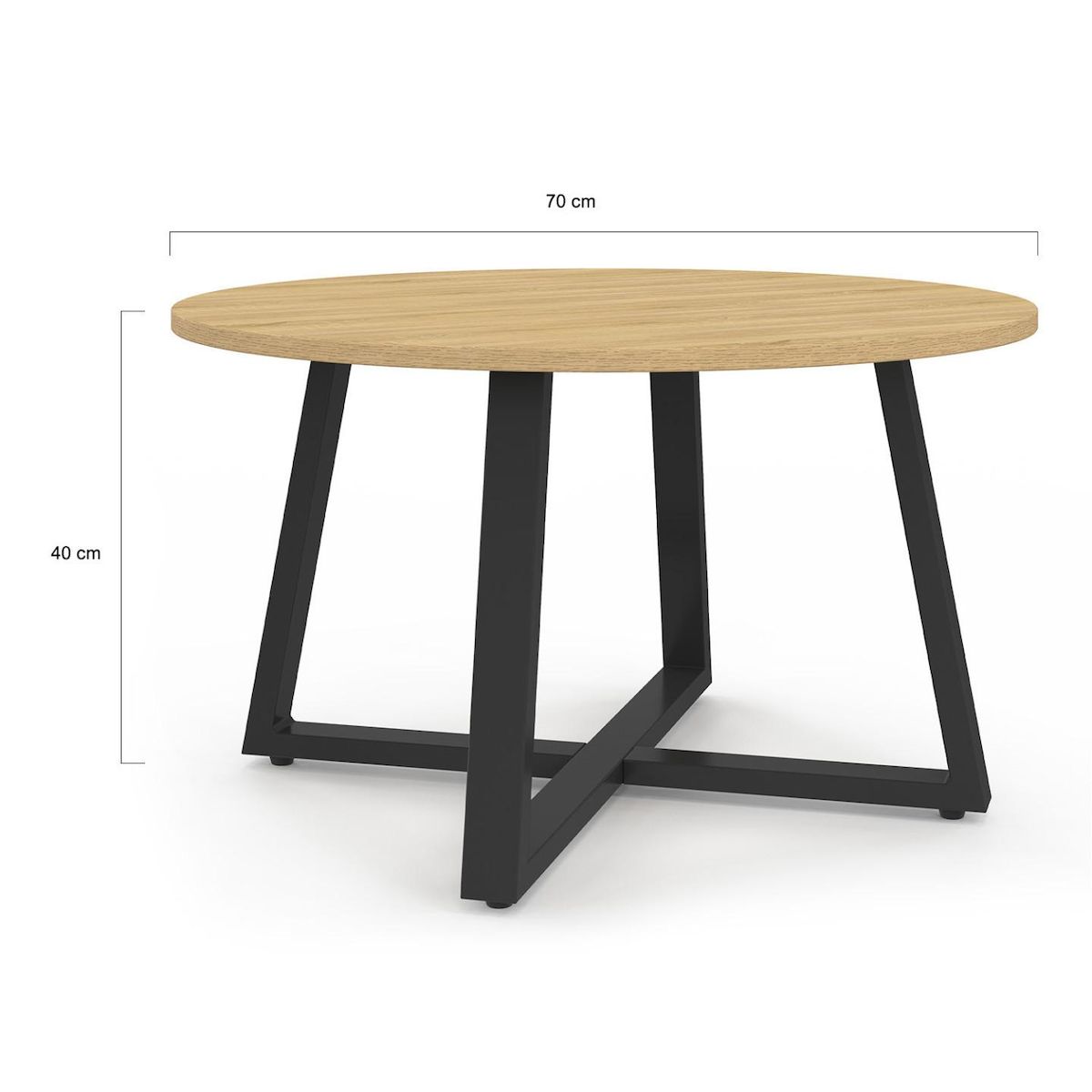 ID MARKET Table basse ronde SELMA 70 cm bois et noir