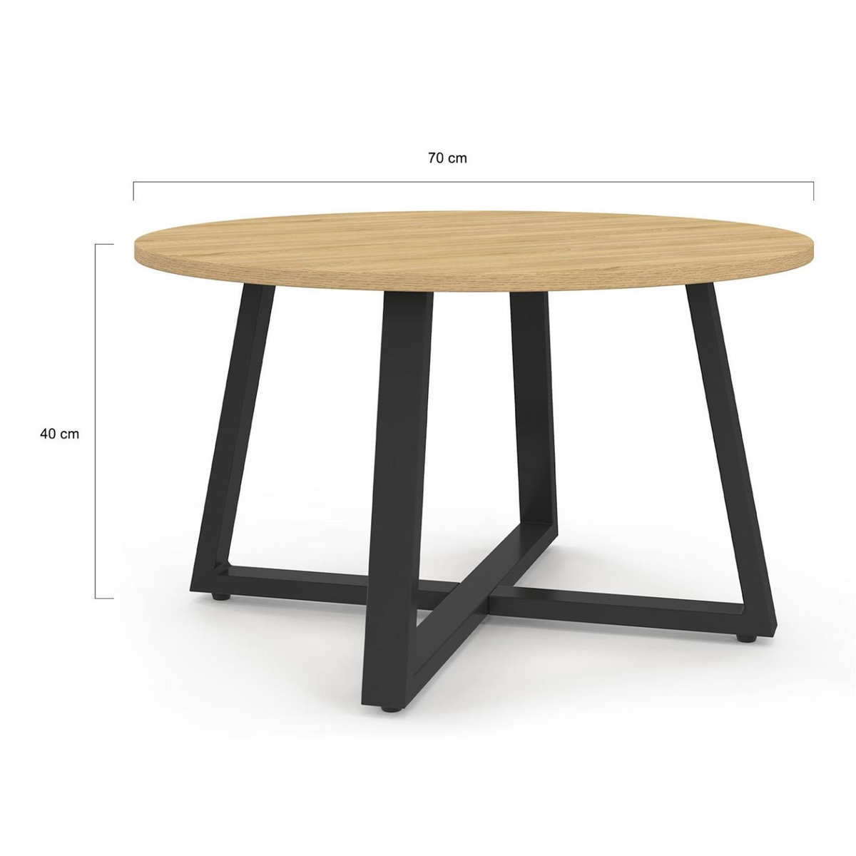 ID MARKET Table basse ronde SELMA 70 cm bois et noir