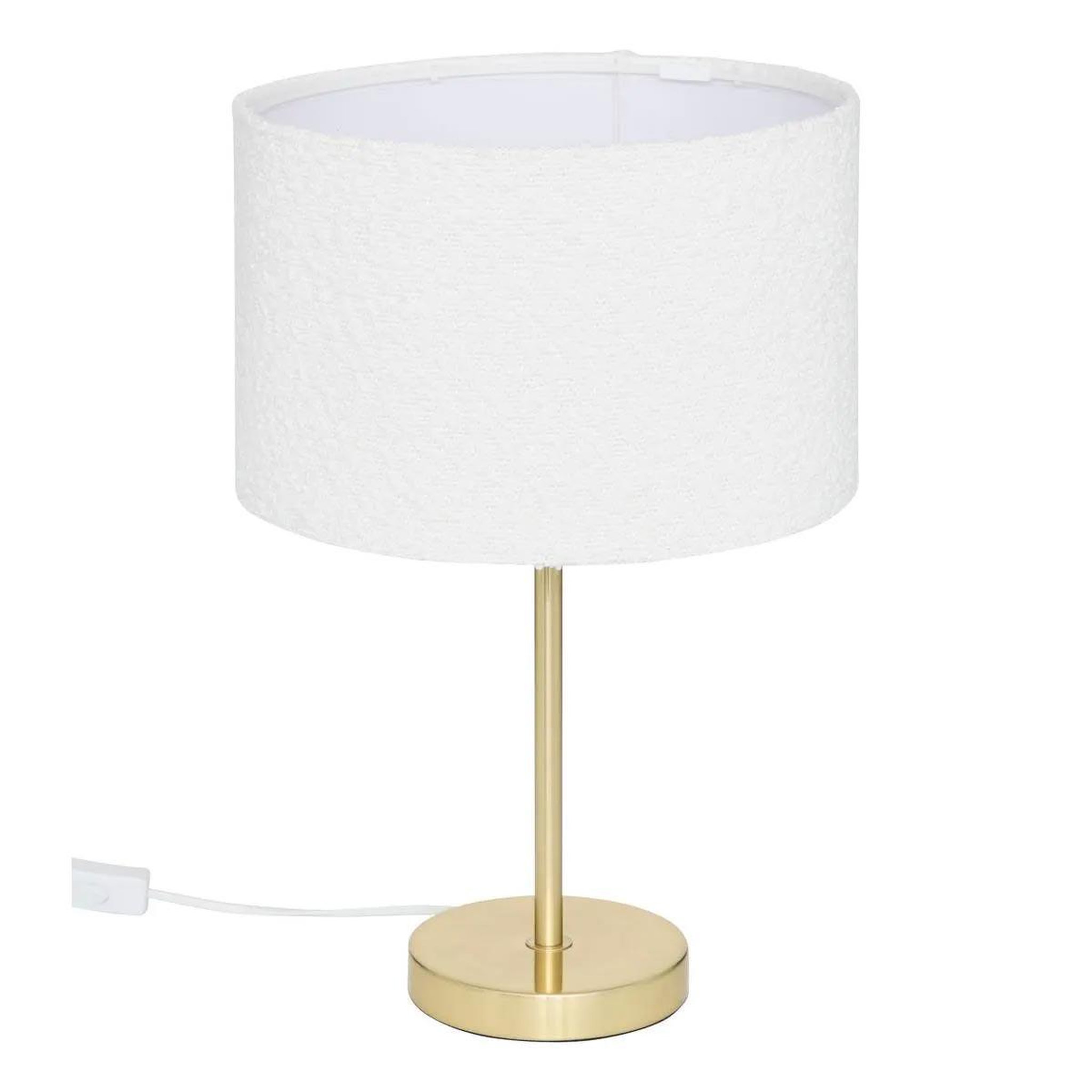 Voir la diapositive 3 : ATMOSPHERA Abat-jour en tissu bouclette  beline  30cm blanc
