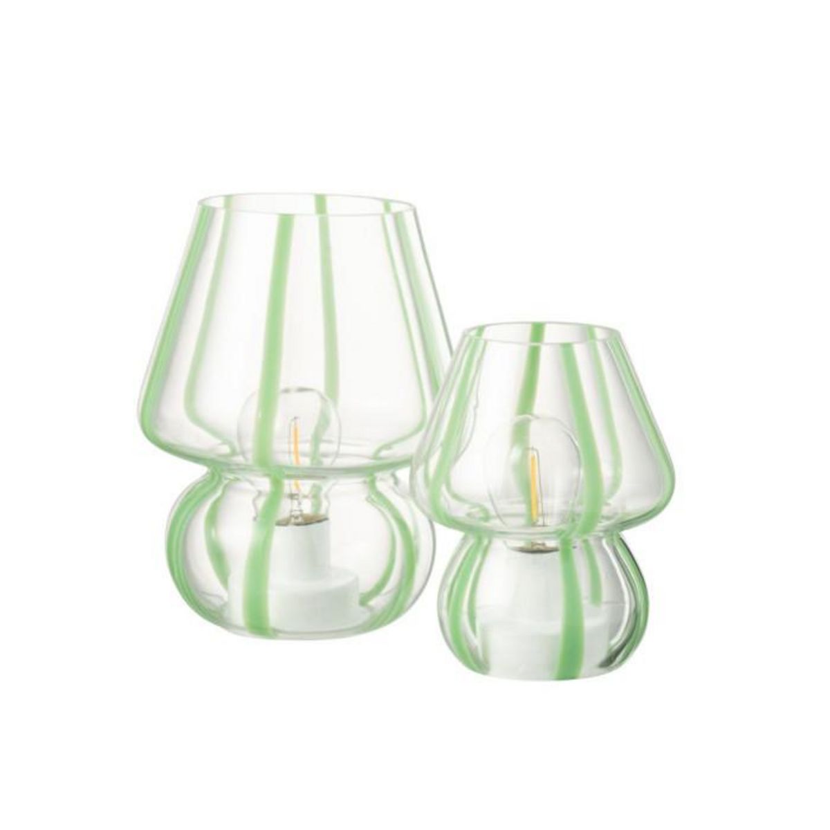 Paris Prix Lampe à Poser Rayures en Verre  Ophelie  19cm Vert
