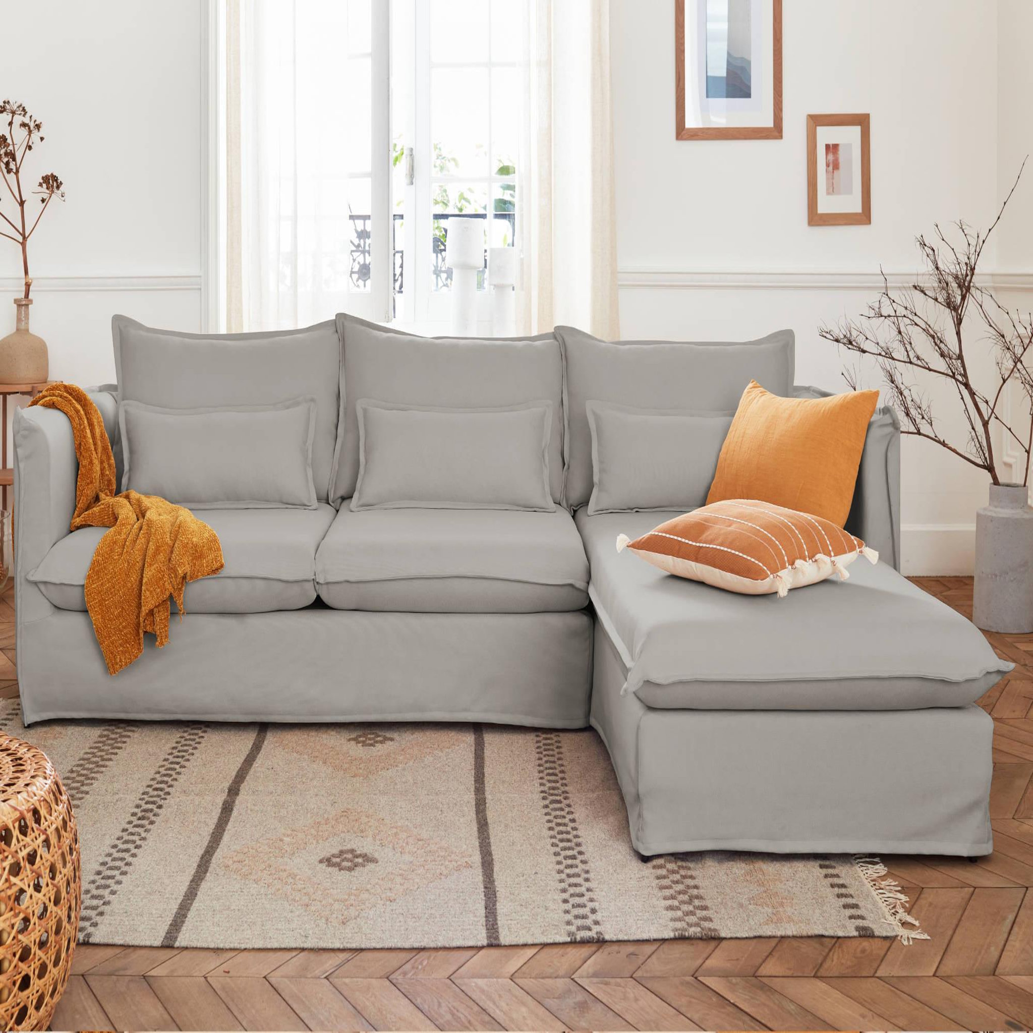 Voir la diapositive 2 : LISA DESIGN Adriann - canapé d'angle droit fixe - 4 places - en tissu déhoussable