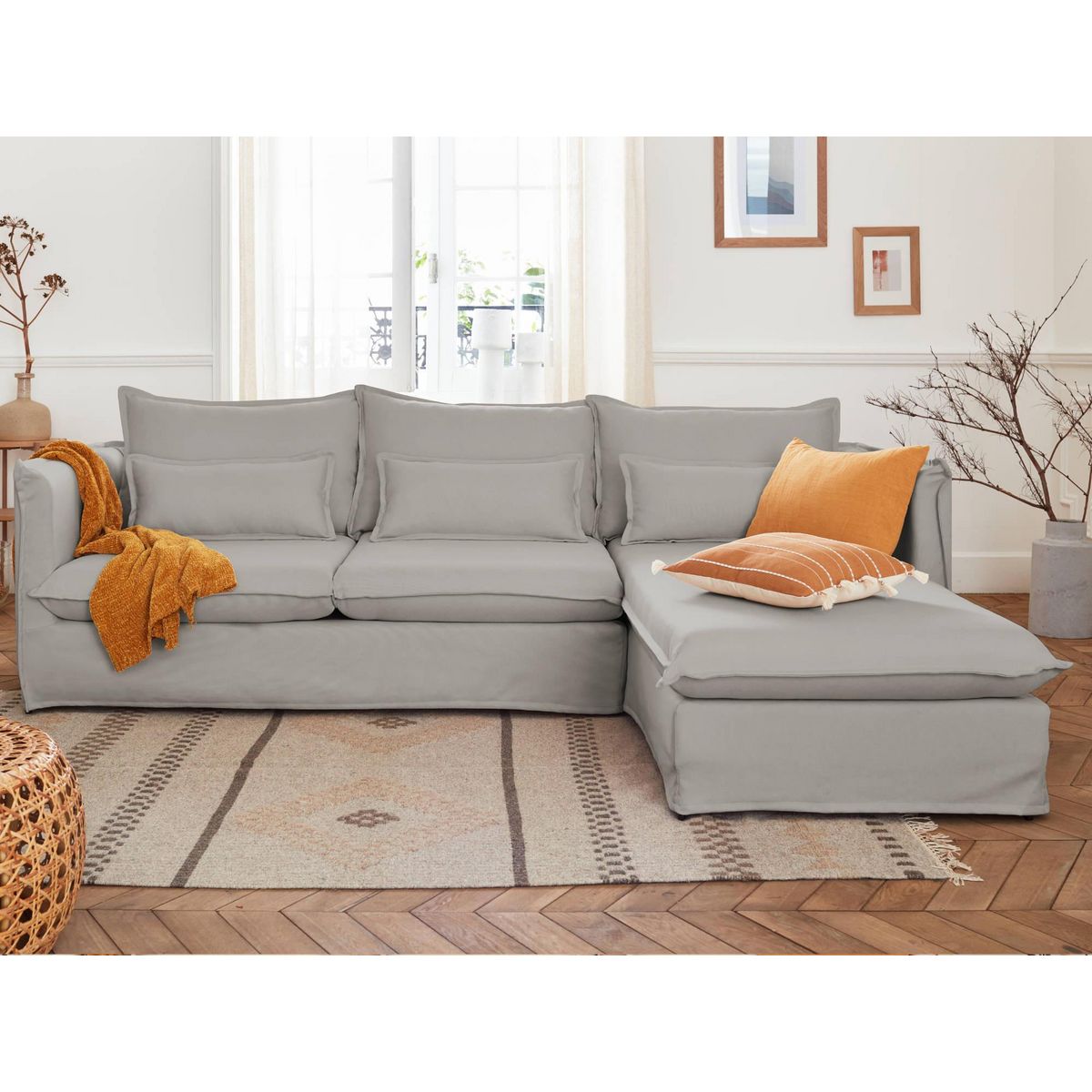 LISA DESIGN Adriann - canapé d'angle droit fixe - 4 places - en tissu déhoussable