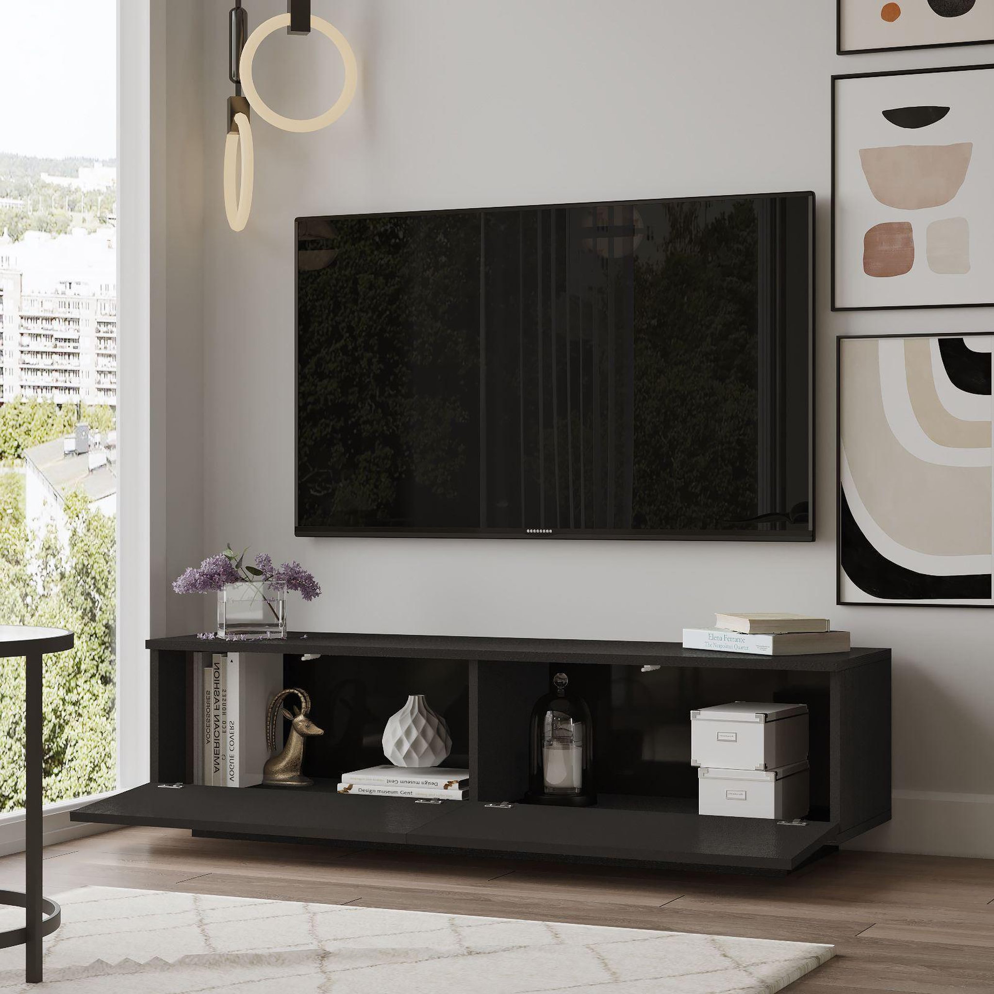 Voir la diapositive 4 : Habitat et Jardin Meuble tv en bois  fn1  - 140 x 35 x 38 cm - noir