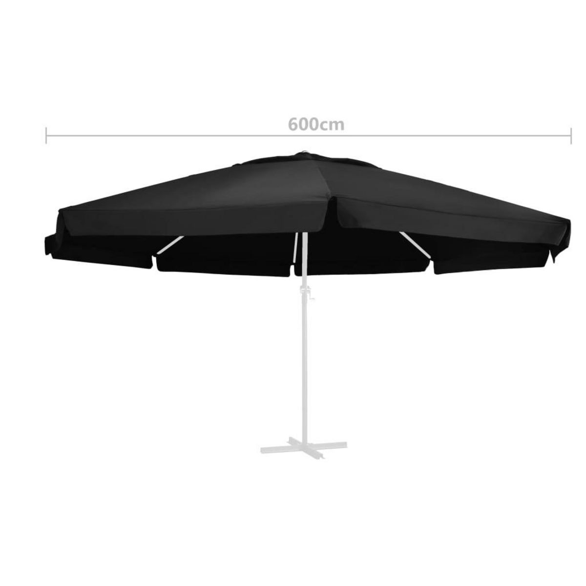 VIDAXL Tissu de remplacement pour parasol d'exterieur Noir 610 cm