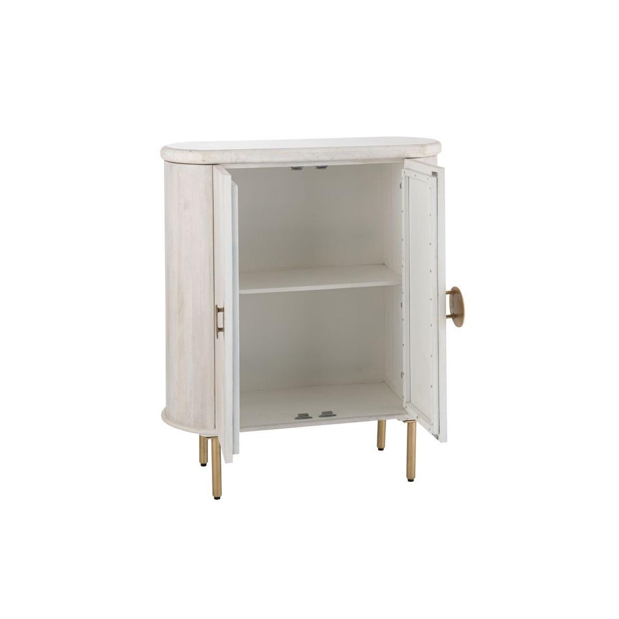 Voir la diapositive 3 : J-LINE Buffet 2 portes en marbre  noor  116cm blanc cassé
