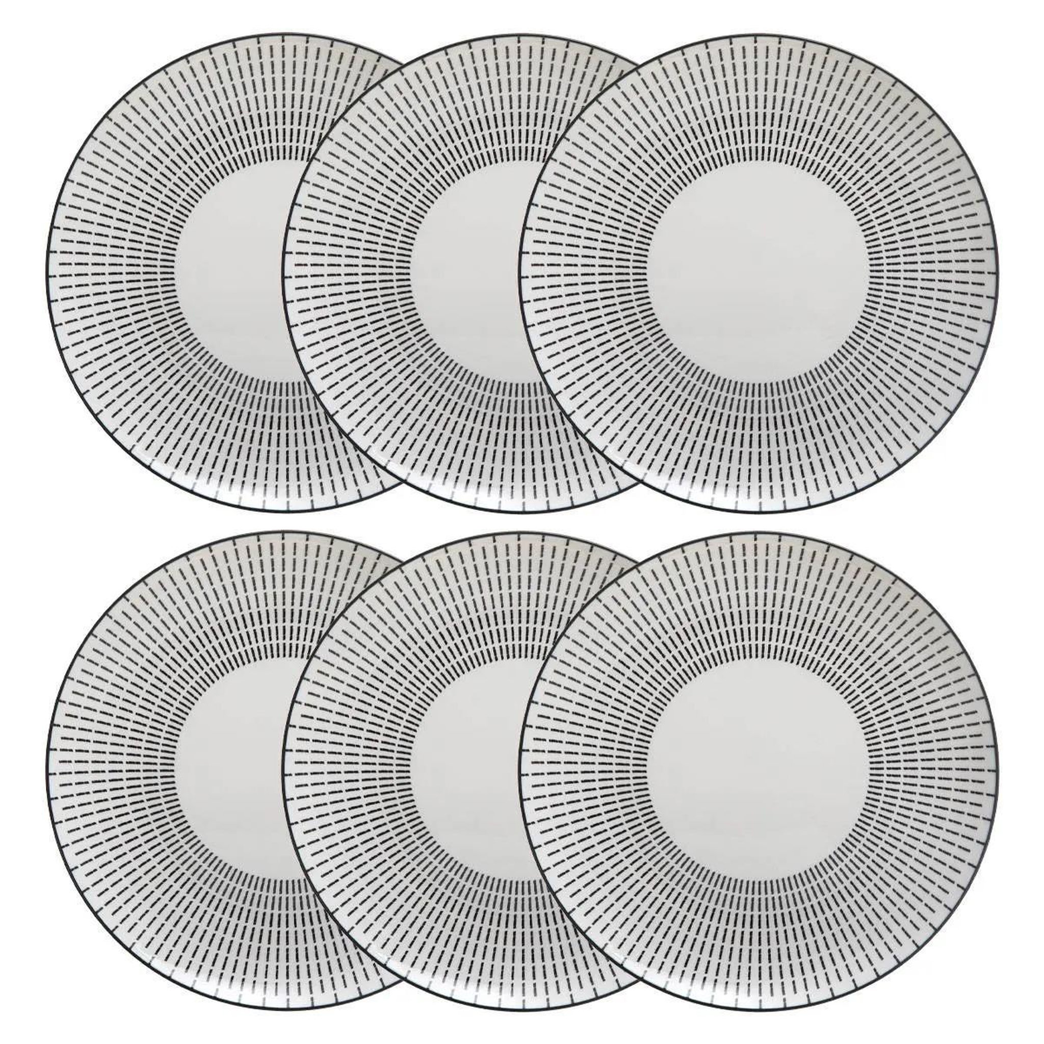 SECRET DE GOURMET Lot de 6 assiettes plates porcelaine  lunis  27cm noir