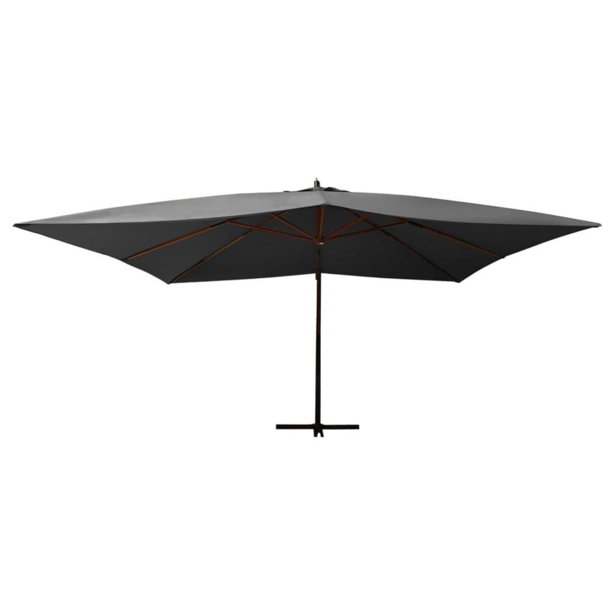 VIDAXL Parasol de jardin en porte-a-faux avec mat en bois anthracite