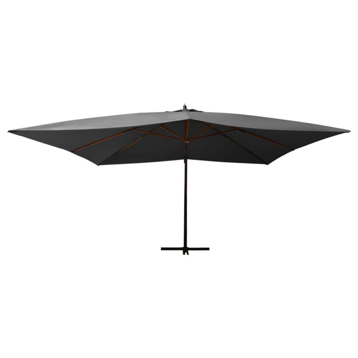 VIDAXL Parasol de jardin en porte-a-faux avec mat en bois anthracite
