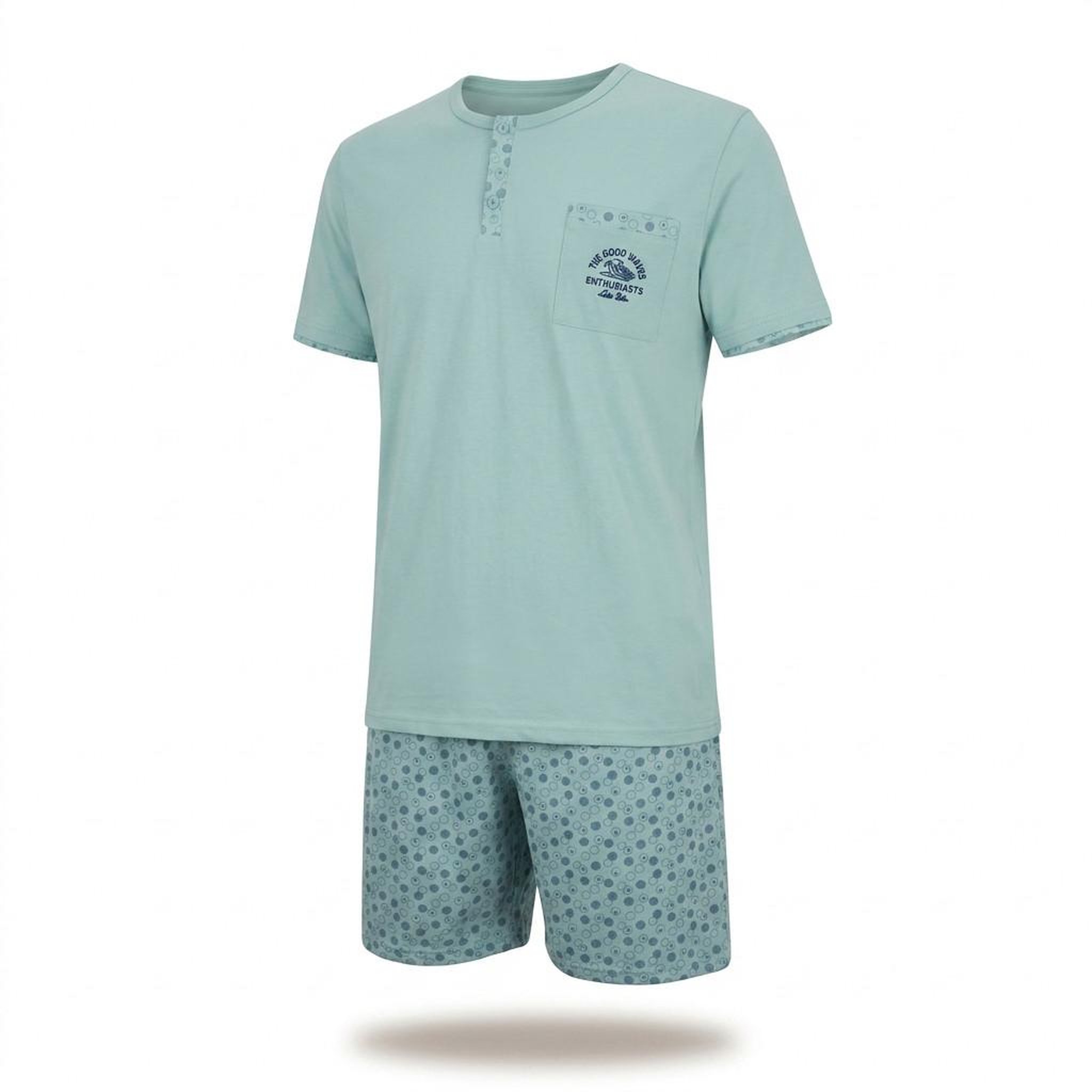 Voir la diapositive 5 : OZABI OZABI Pack 3 Pyjamas Courts Homme Coton Majoritaire, Col Bouton