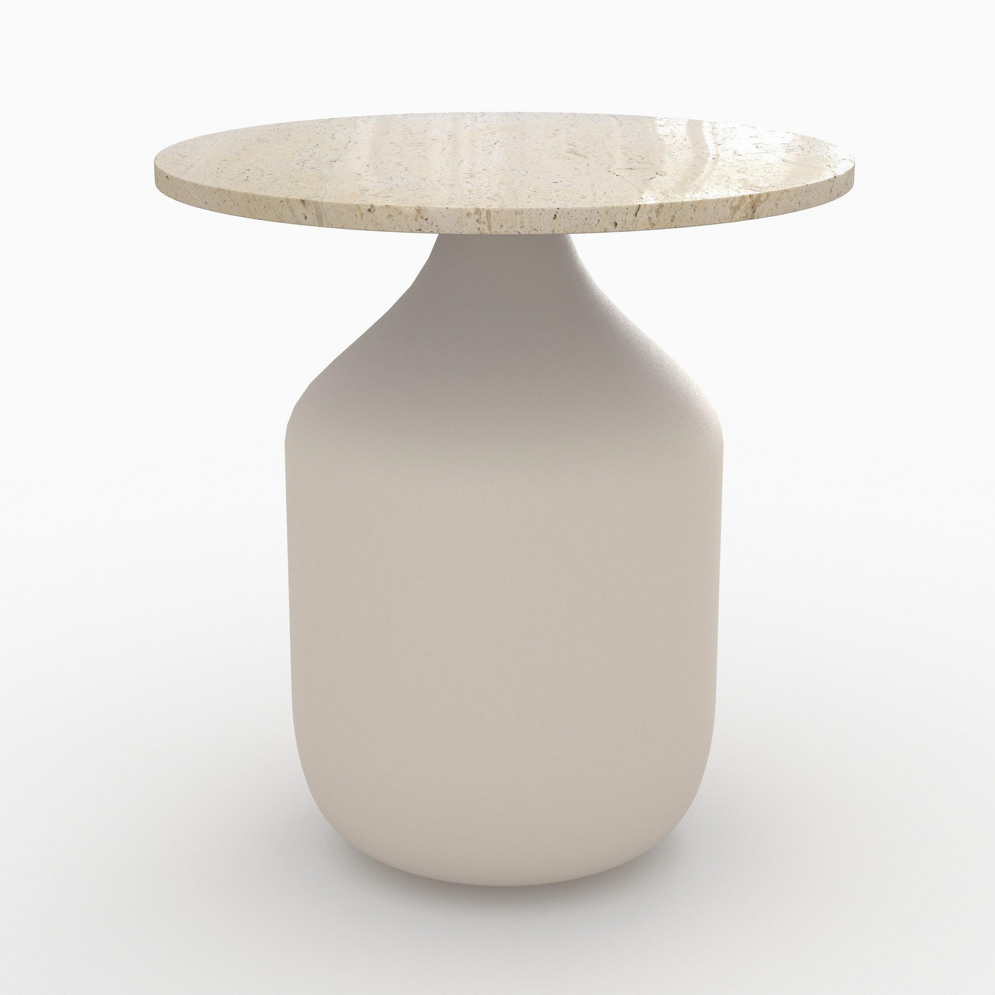 MAISON PAVANE Table d'appoint ronde en travertin et métal greige D45 cm-Louison