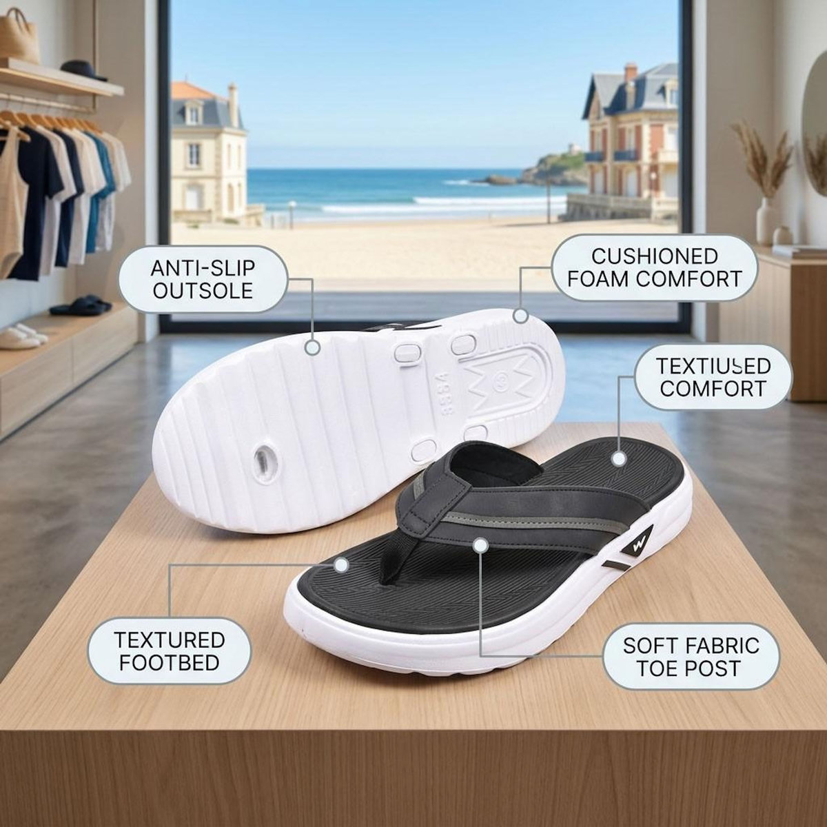 OZABI OZABI Tongs homme confort semelle epaisse antiderapante ete plage