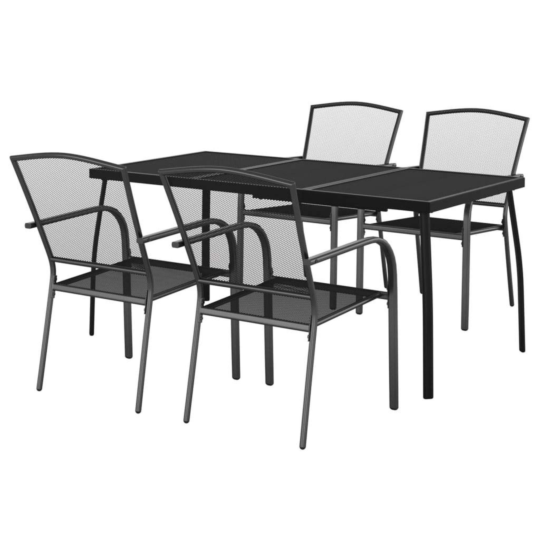 Voir la diapositive 3 : VIDAXL Ensemble a manger de jardin 5 pcs anthracite acier