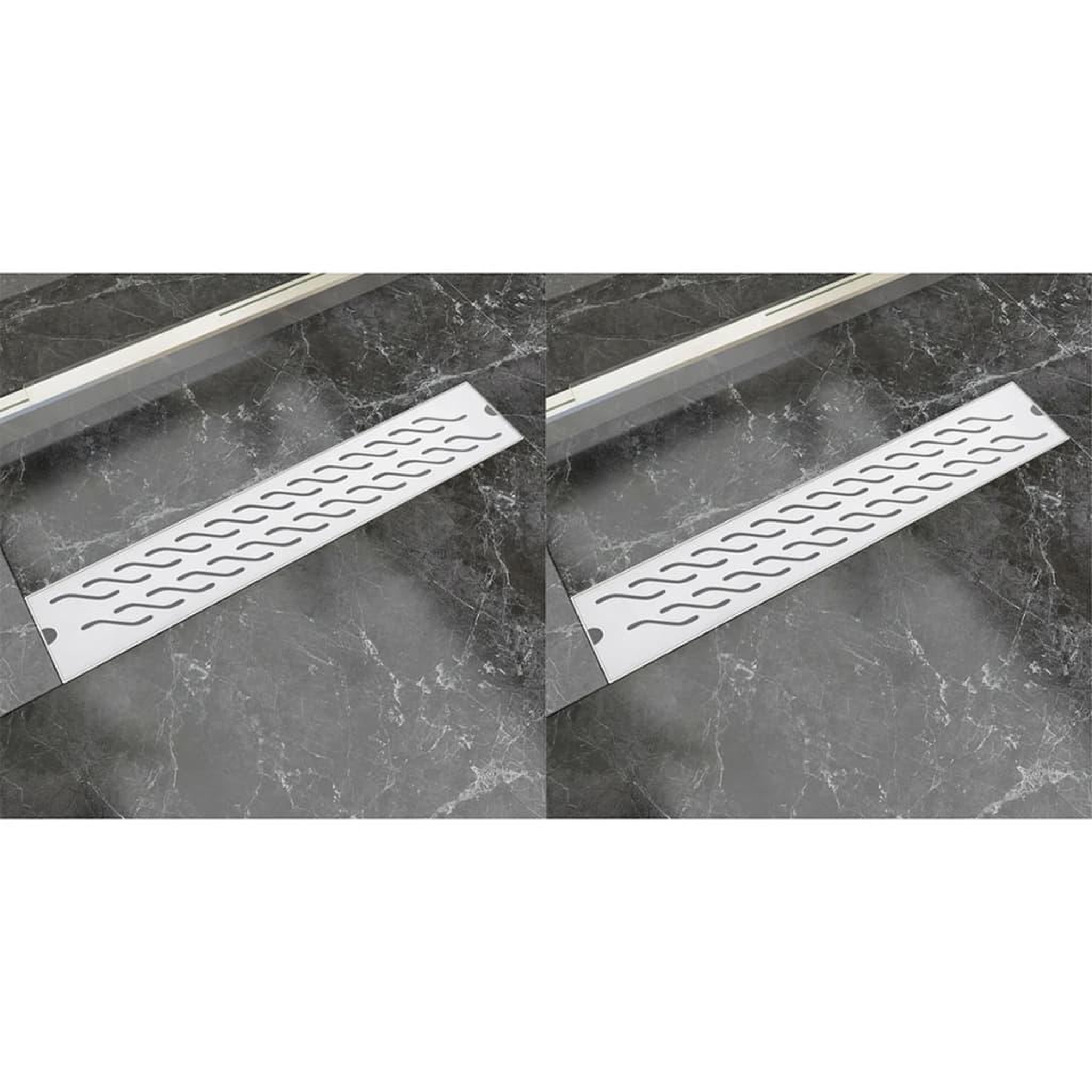 Voir la diapositive 1 : VIDAXL Drain de douche lineaire 2 pcs 630 x 140 mm Acier inoxydable