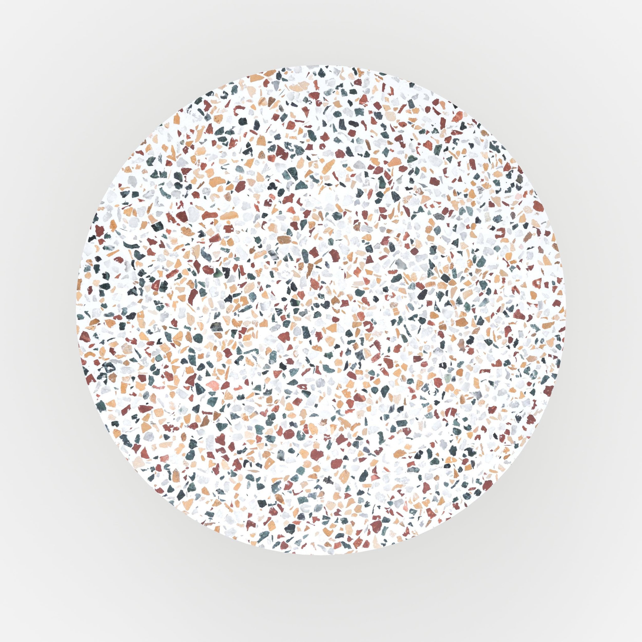Voir la diapositive 6 : MAISON PAVANE Table d'appoint ronde en terrazzo et métal vert kaki D44 cm-Daphné