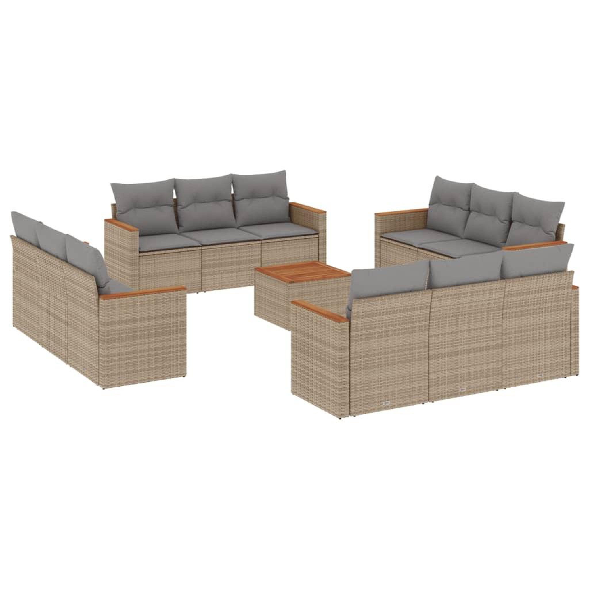 Voir la diapositive 2 : VIDAXL Salon de jardin avec coussins 13 pcs beige resine tressee