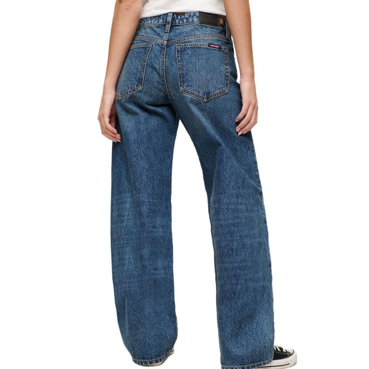 SUPERDRY Jean Loose Bleu Femme Superdry Mid Rise Wide