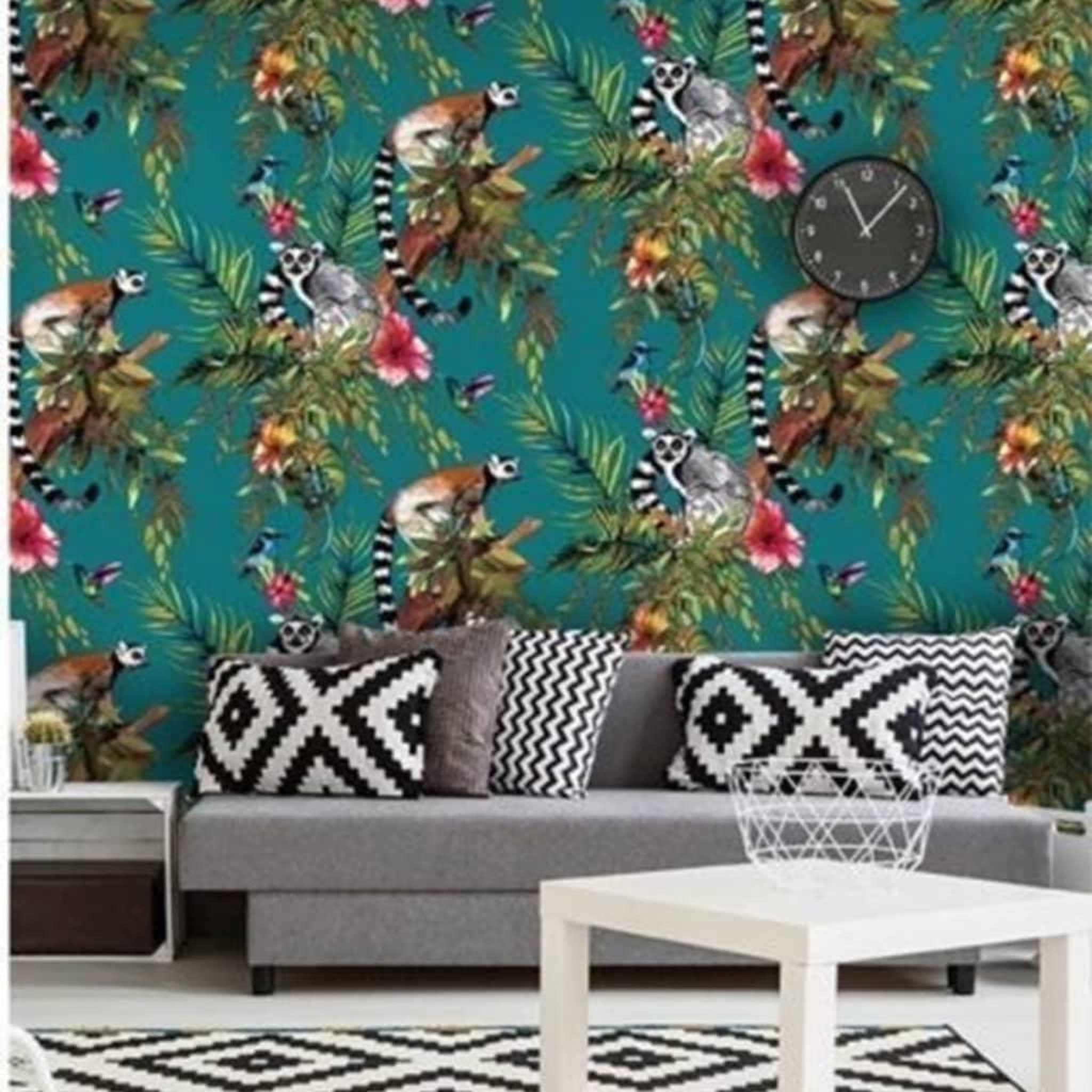 Voir la diapositive 2 : DUTCH WALLCOVERINGS DUTCH WALLCOVERINGS Papier peint Lemurien Vert 12402